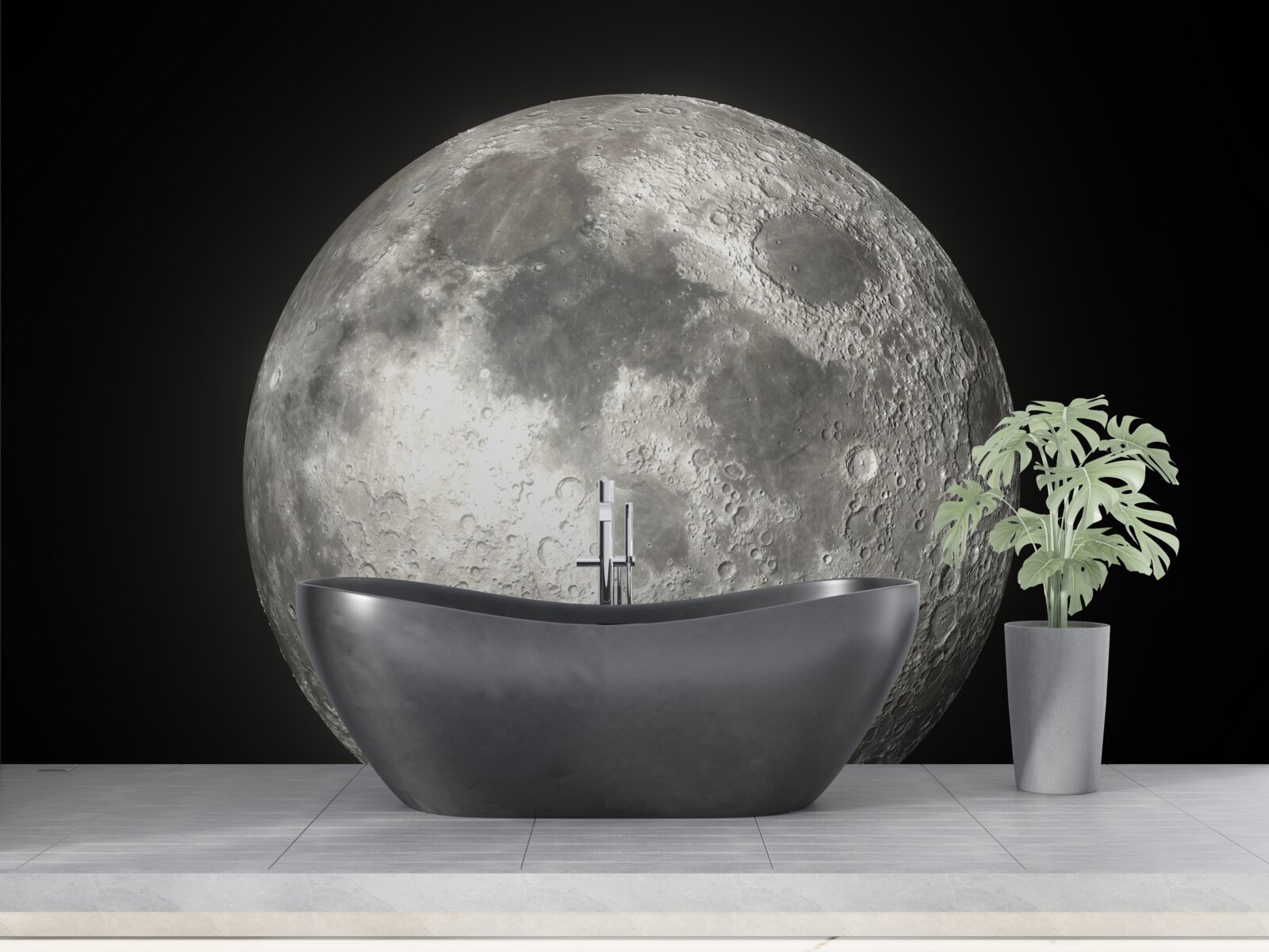 Фотошпалери чорне тло прикрашене неперевершеним повним місяцем