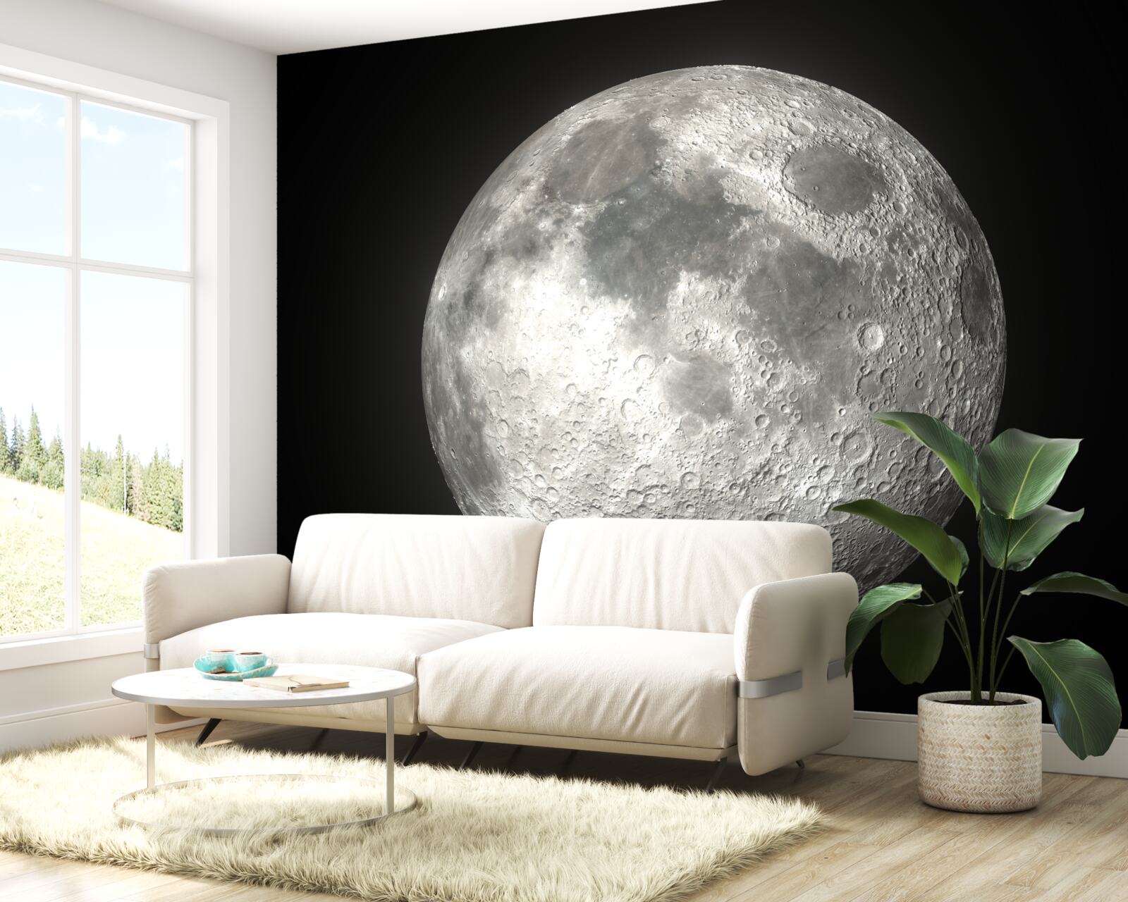 Фотошпалери чорне тло прикрашене неперевершеним повним місяцем