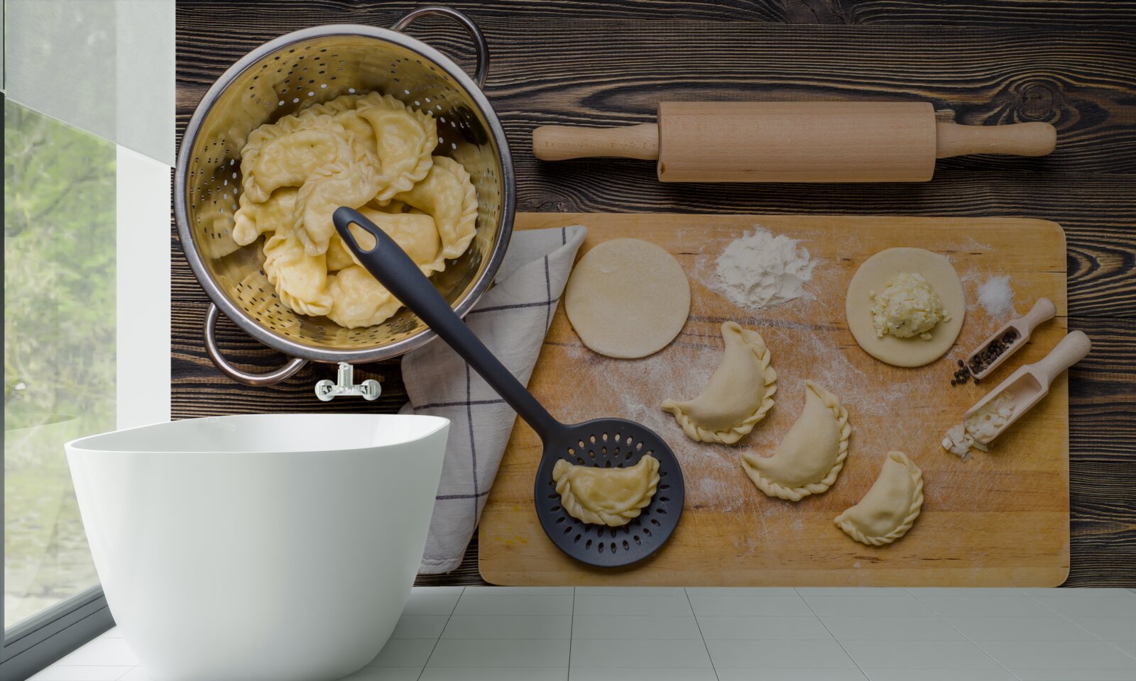 Фотошпалери ретельний процес приготування вареників