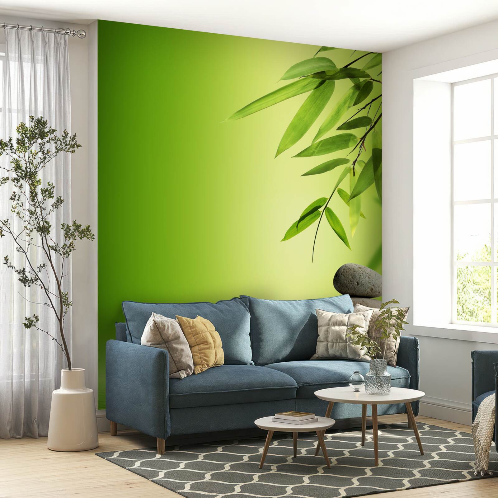 Фотошпалери зелений бамбук і спа-камені