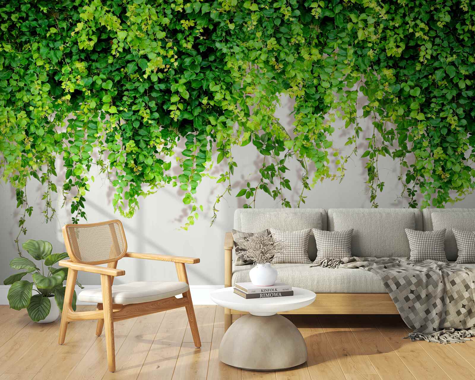 Фотошпалери висячі рослини світло-зелені