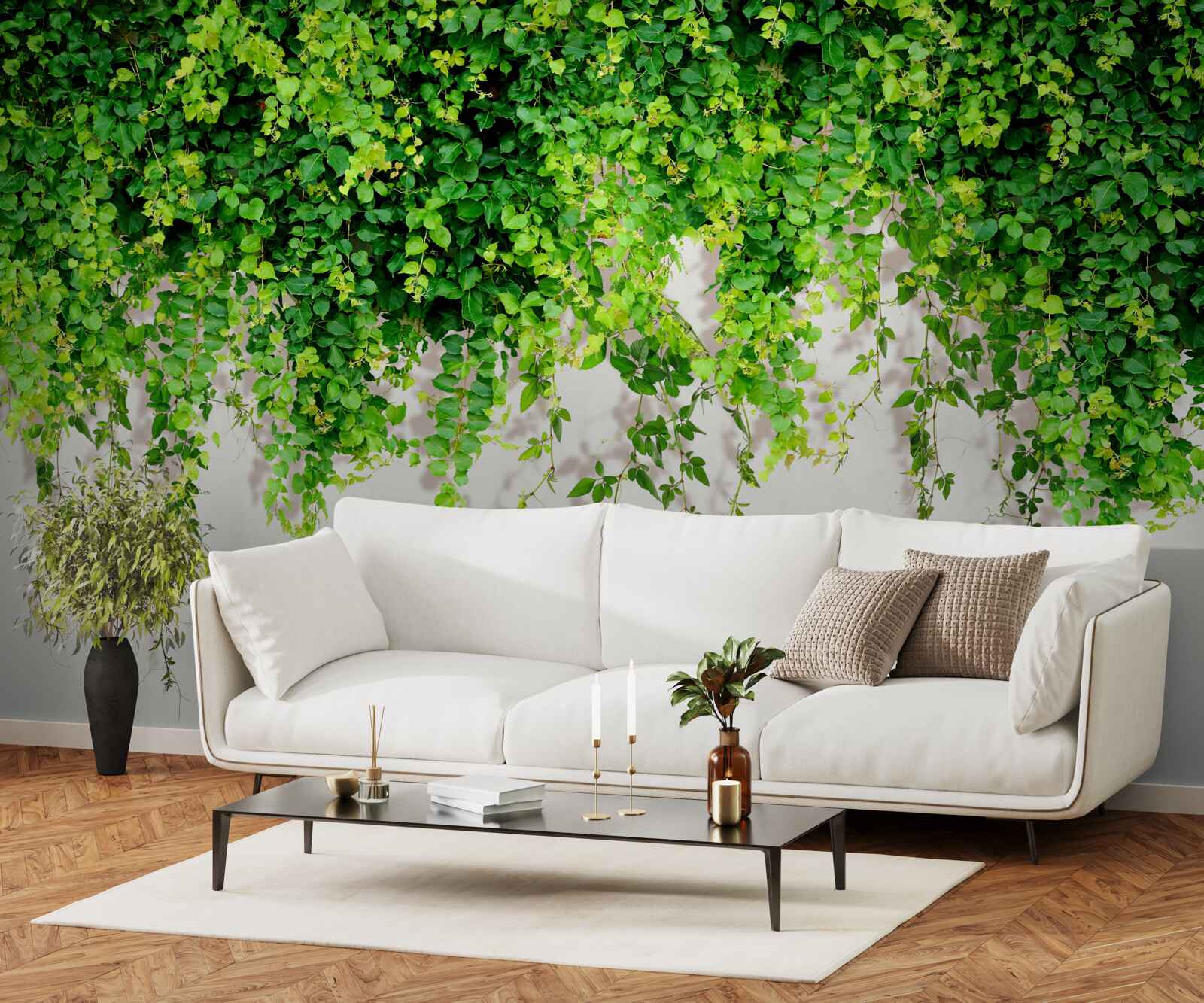 Фотошпалери висячі рослини світло-зелені