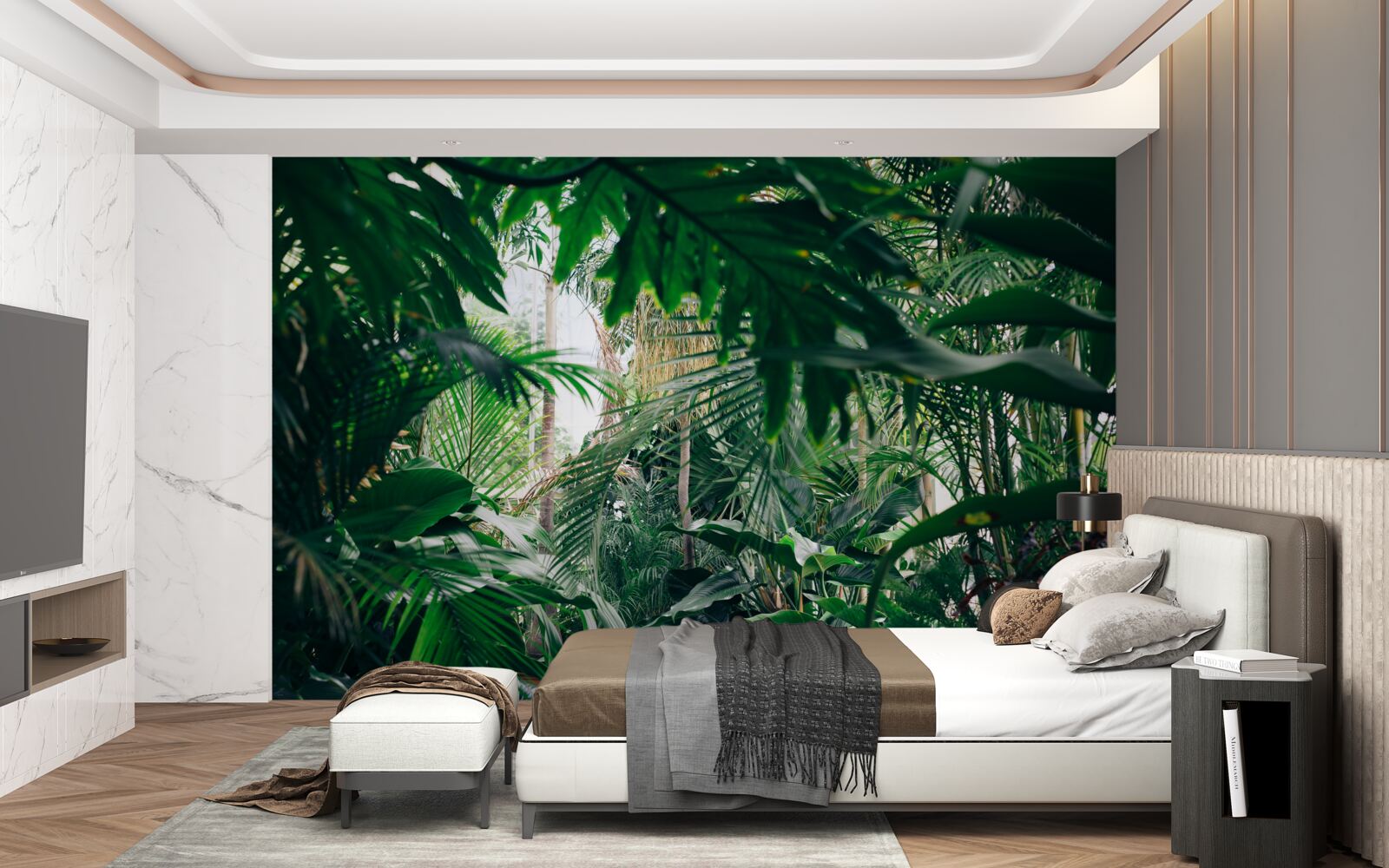 Фотошпалери зелені джунглі осяяні світлом