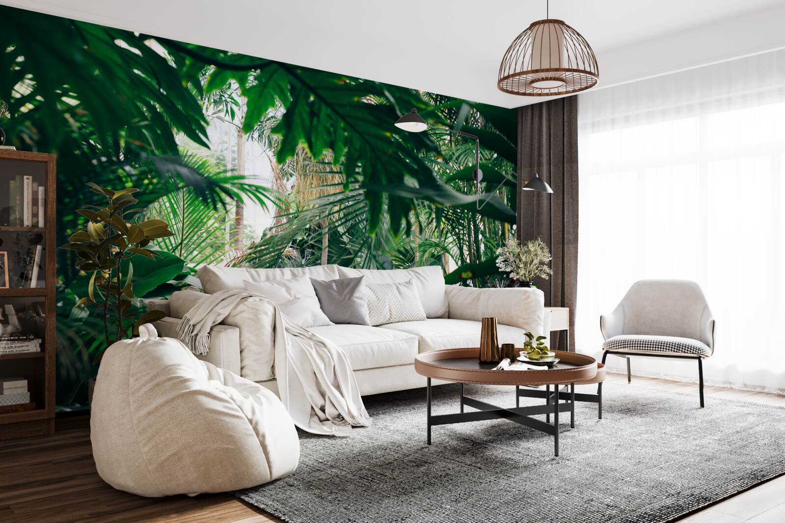 Фотошпалери зелені джунглі осяяні світлом