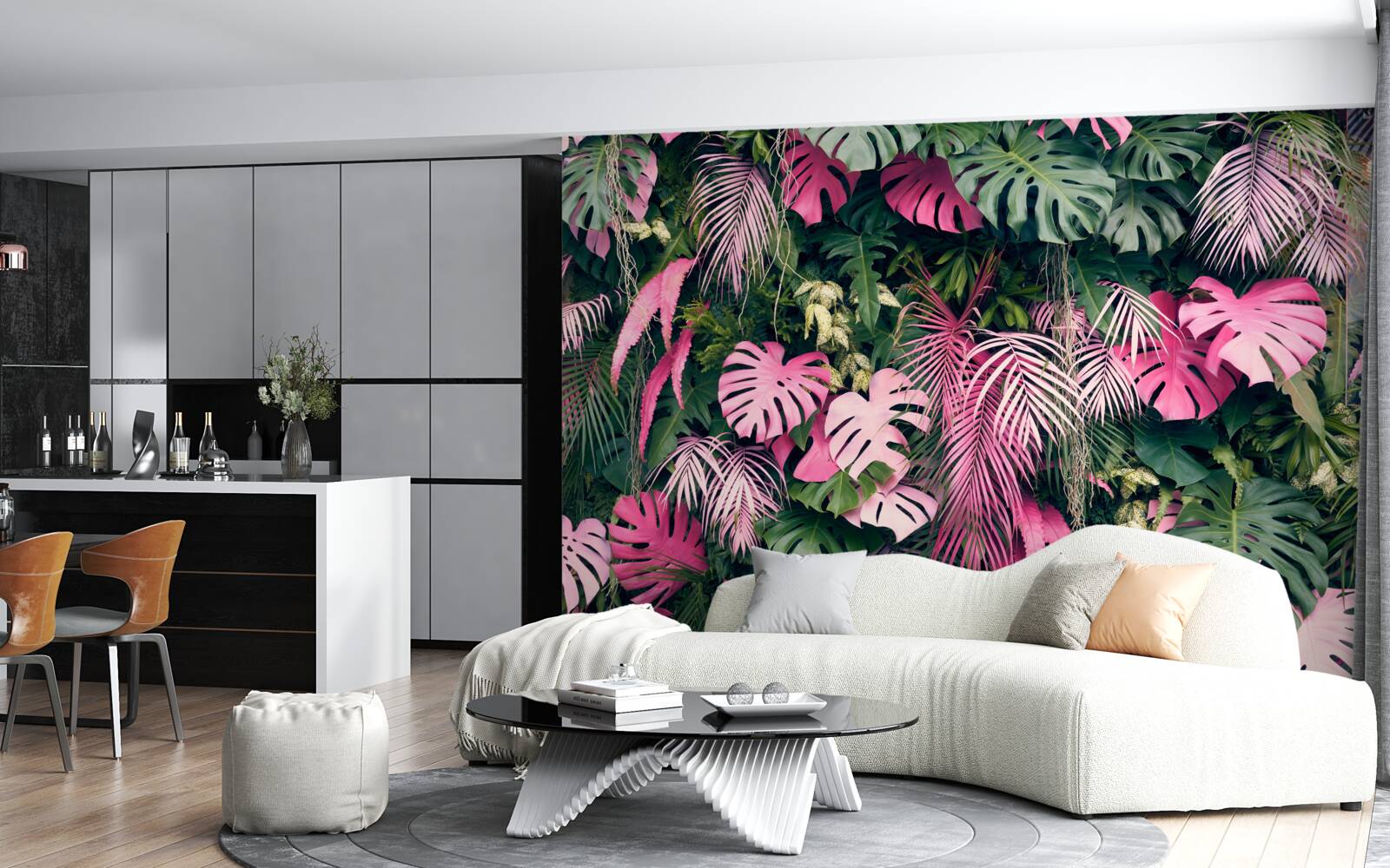 Фотошпалери листя папороті яскраво-рожеве