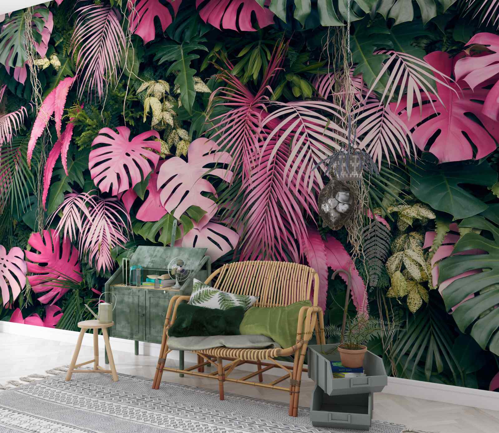 Фотошпалери листя папороті яскраво-рожеве