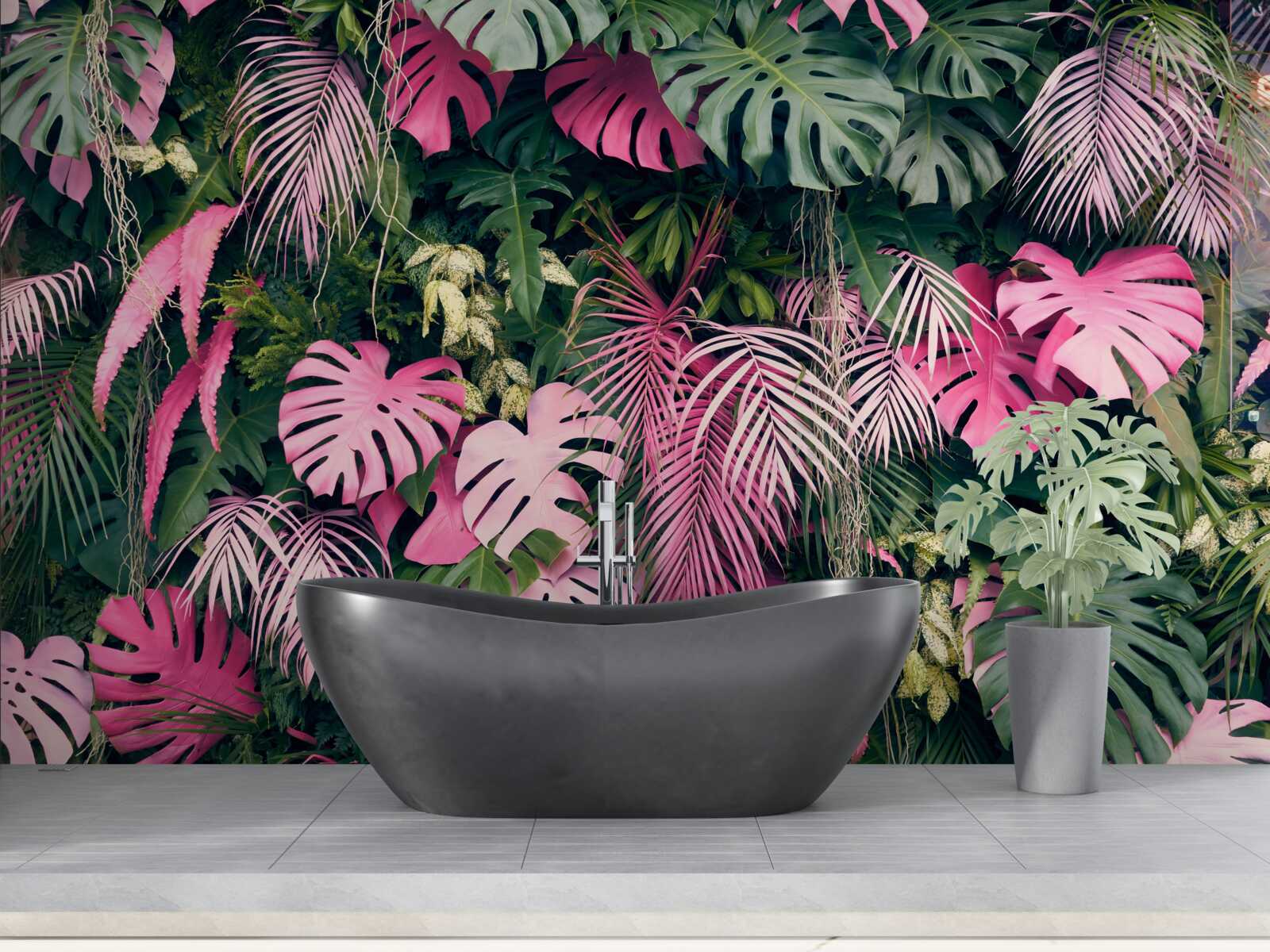 Фотошпалери листя папороті яскраво-рожеве