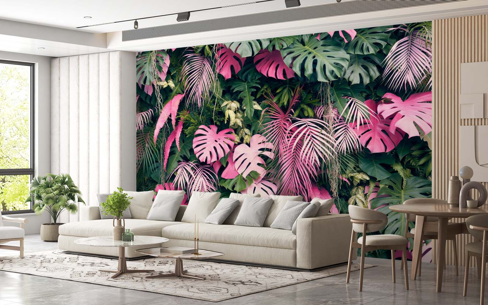 Фотошпалери листя папороті яскраво-рожеве