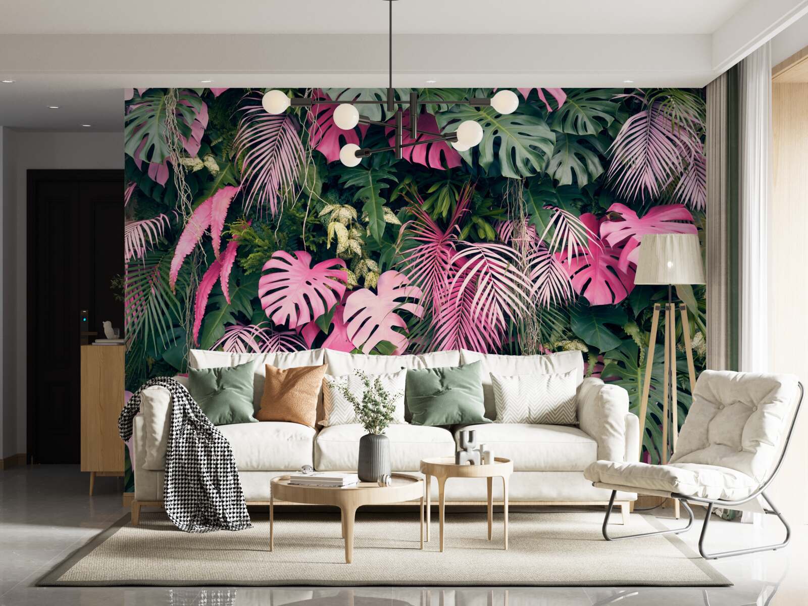 Фотошпалери листя папороті яскраво-рожеве