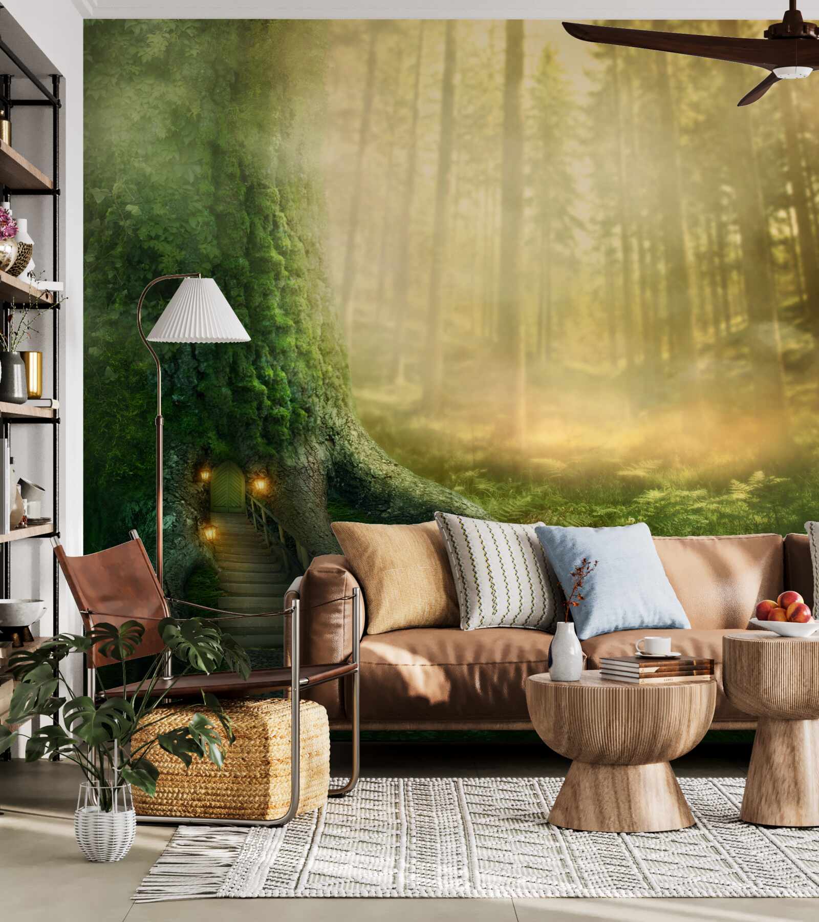 Фотошпалери зелений ліс оповитий густим туманом