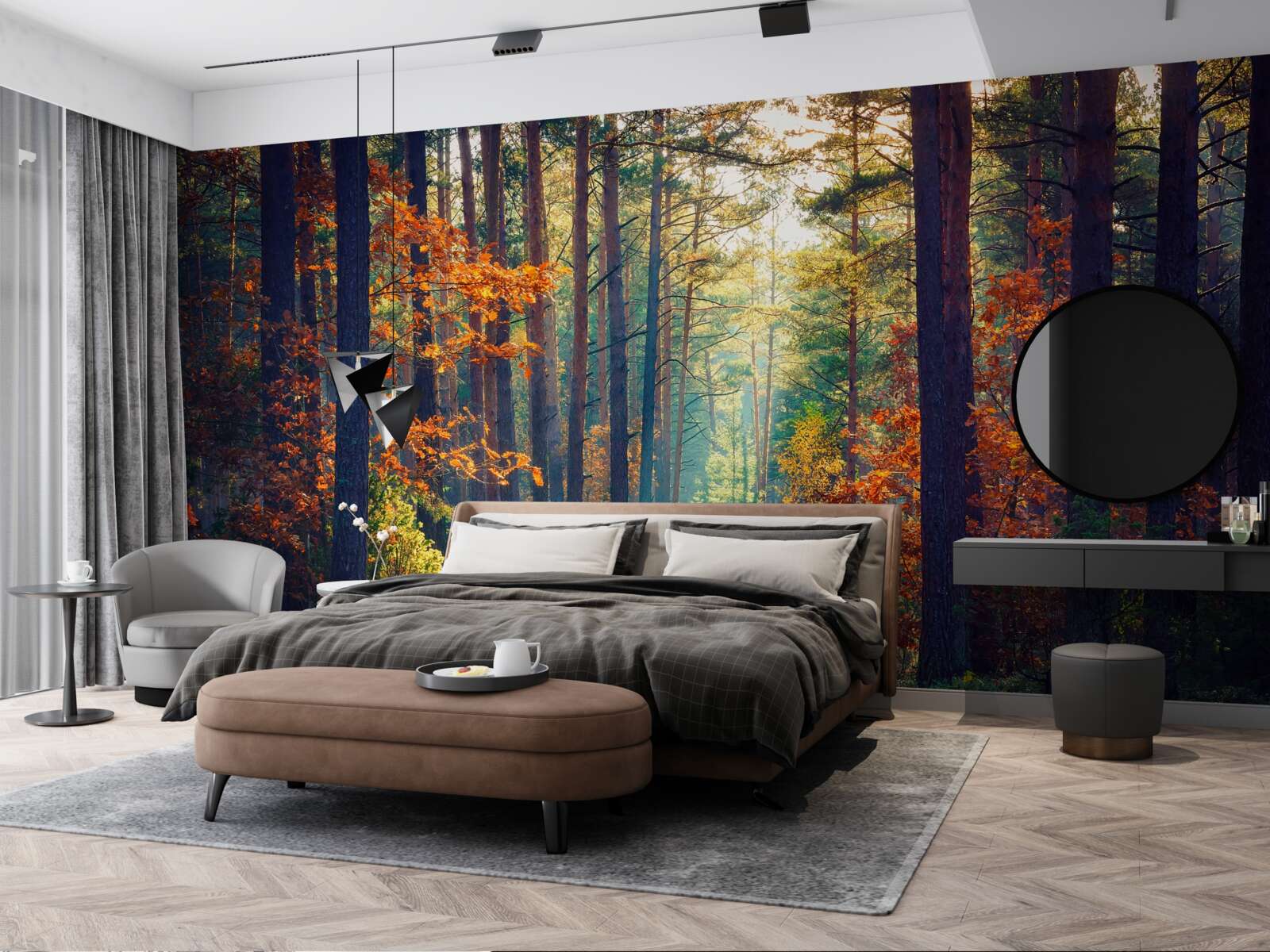 Фотошпалери Промінь сонця в осінньому лісі