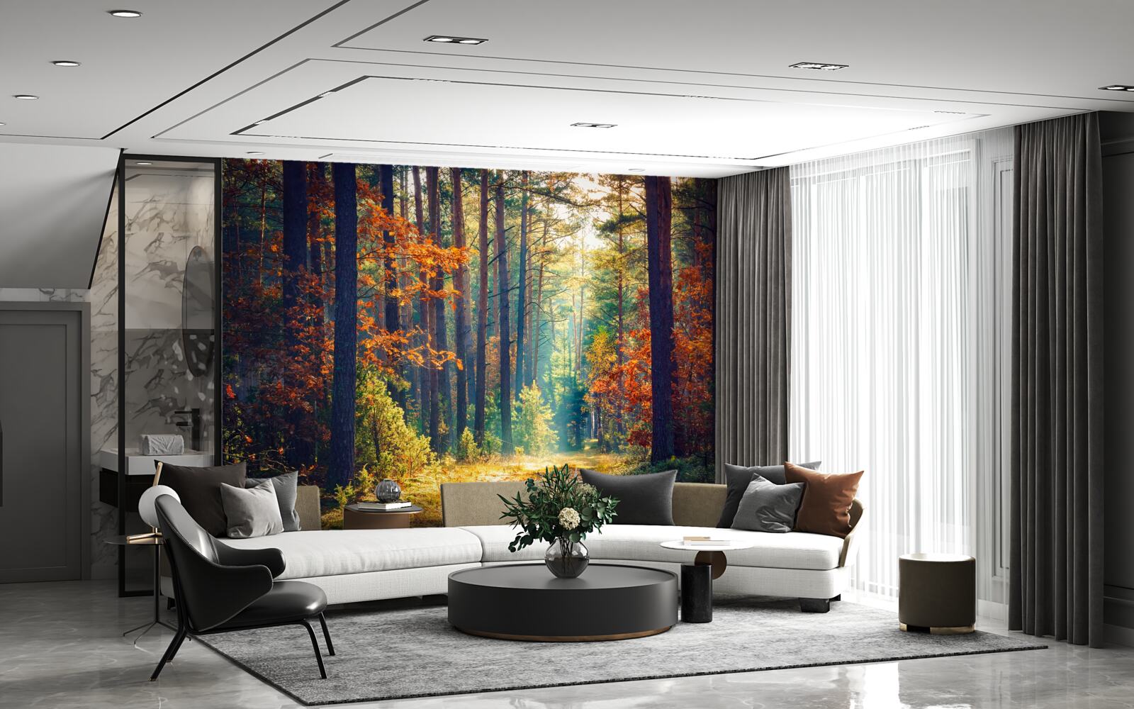 Фотошпалери Промінь сонця в осінньому лісі