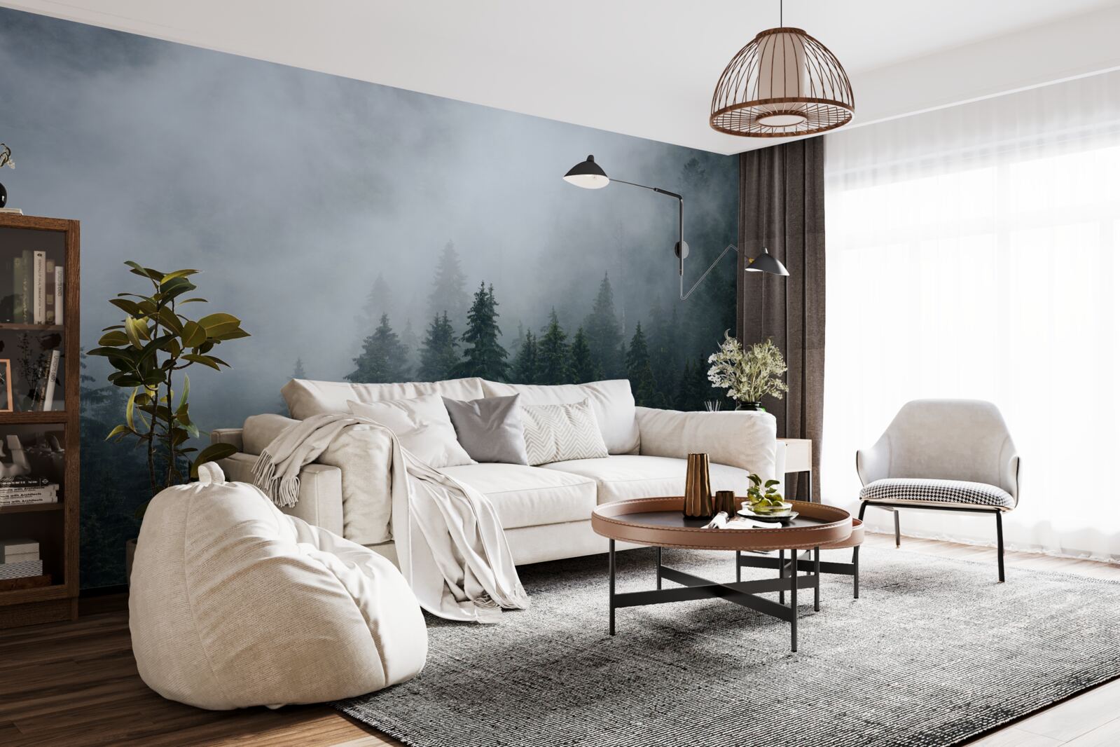 Фотошпалери туман опускається на ялиновий гай