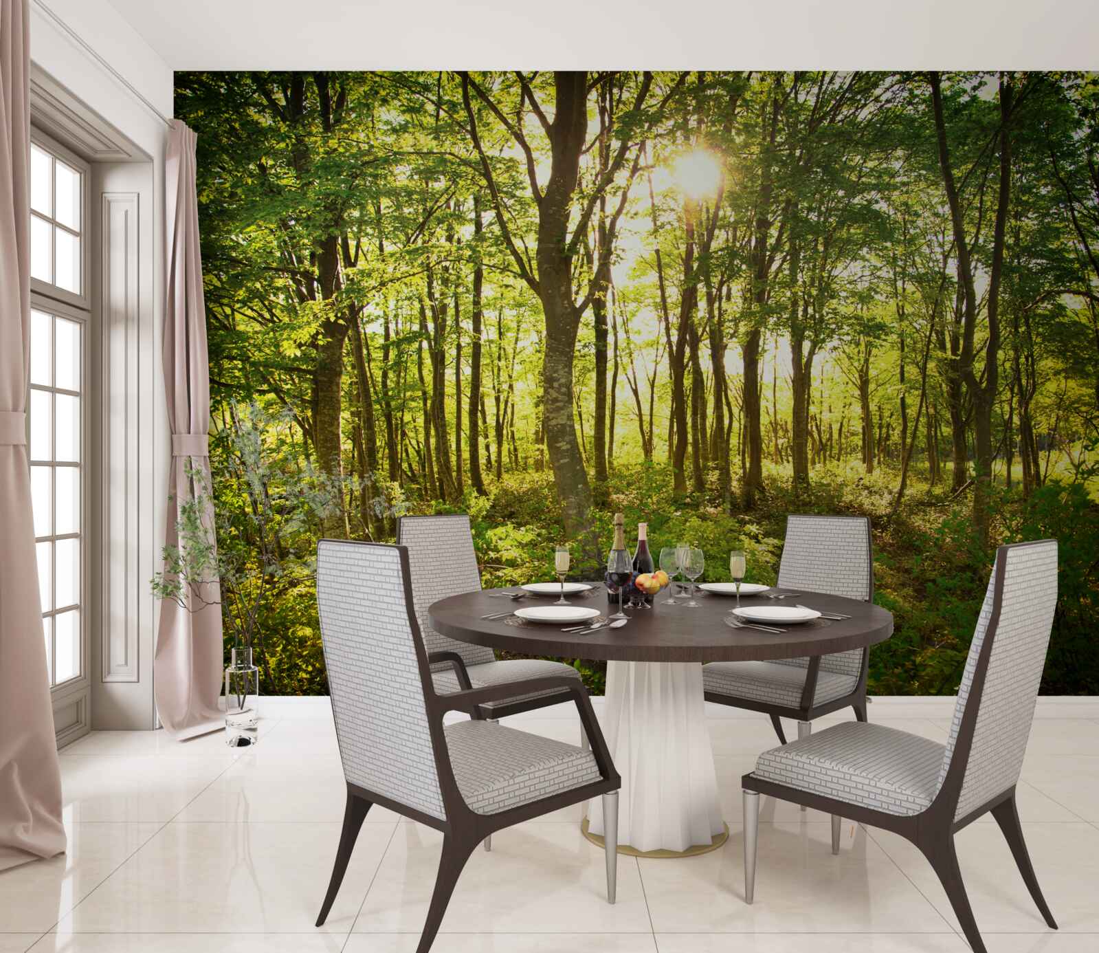 Фотошпалери сонячне світло освітлює осиковий гай