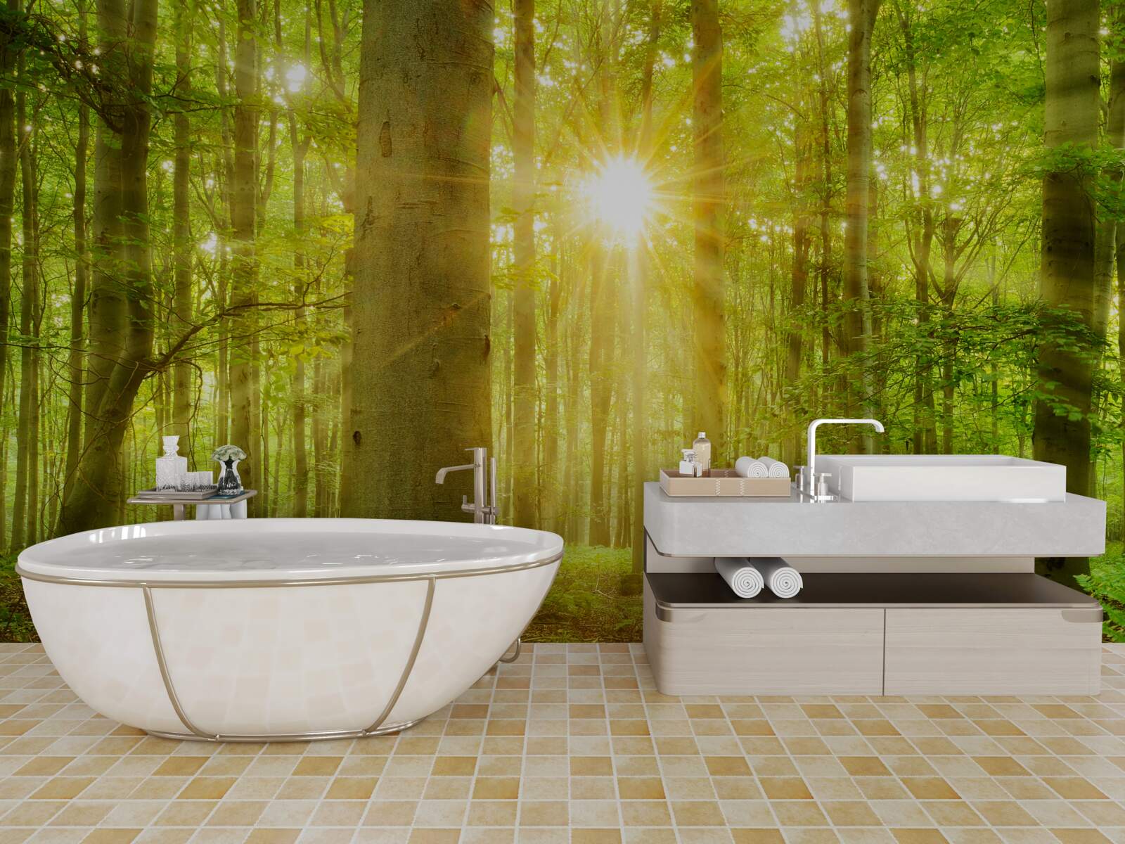 Фотошпалери Сонячне світло в буковому лісі