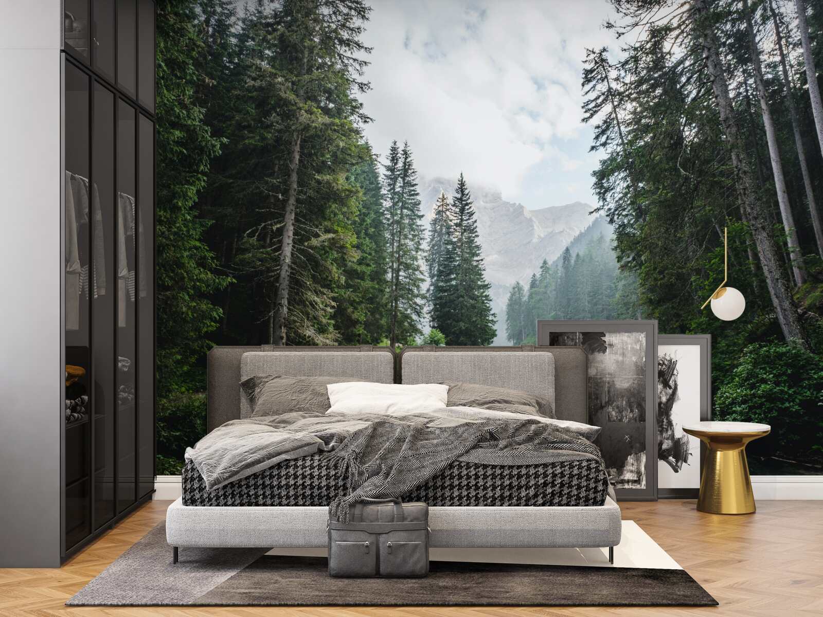 Фотошпалери тихий ставок у сосновому гаю