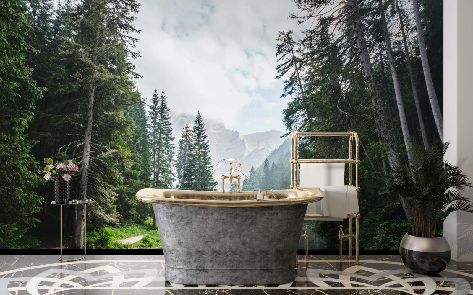 Фотошпалери тихий ставок у сосновому гаю