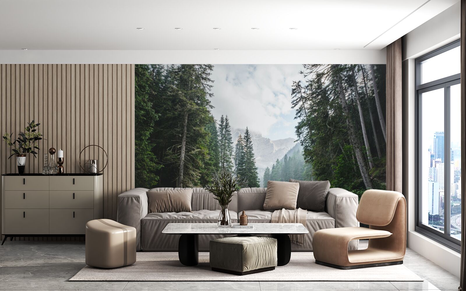 Фотошпалери тихий ставок у сосновому гаю