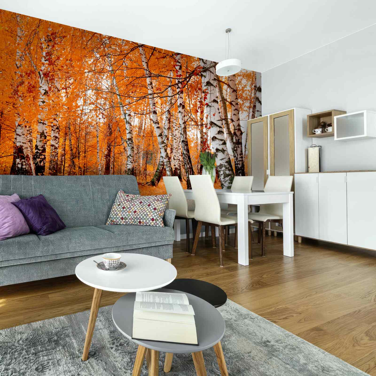 Фотошпалери листя берези помаранчеве