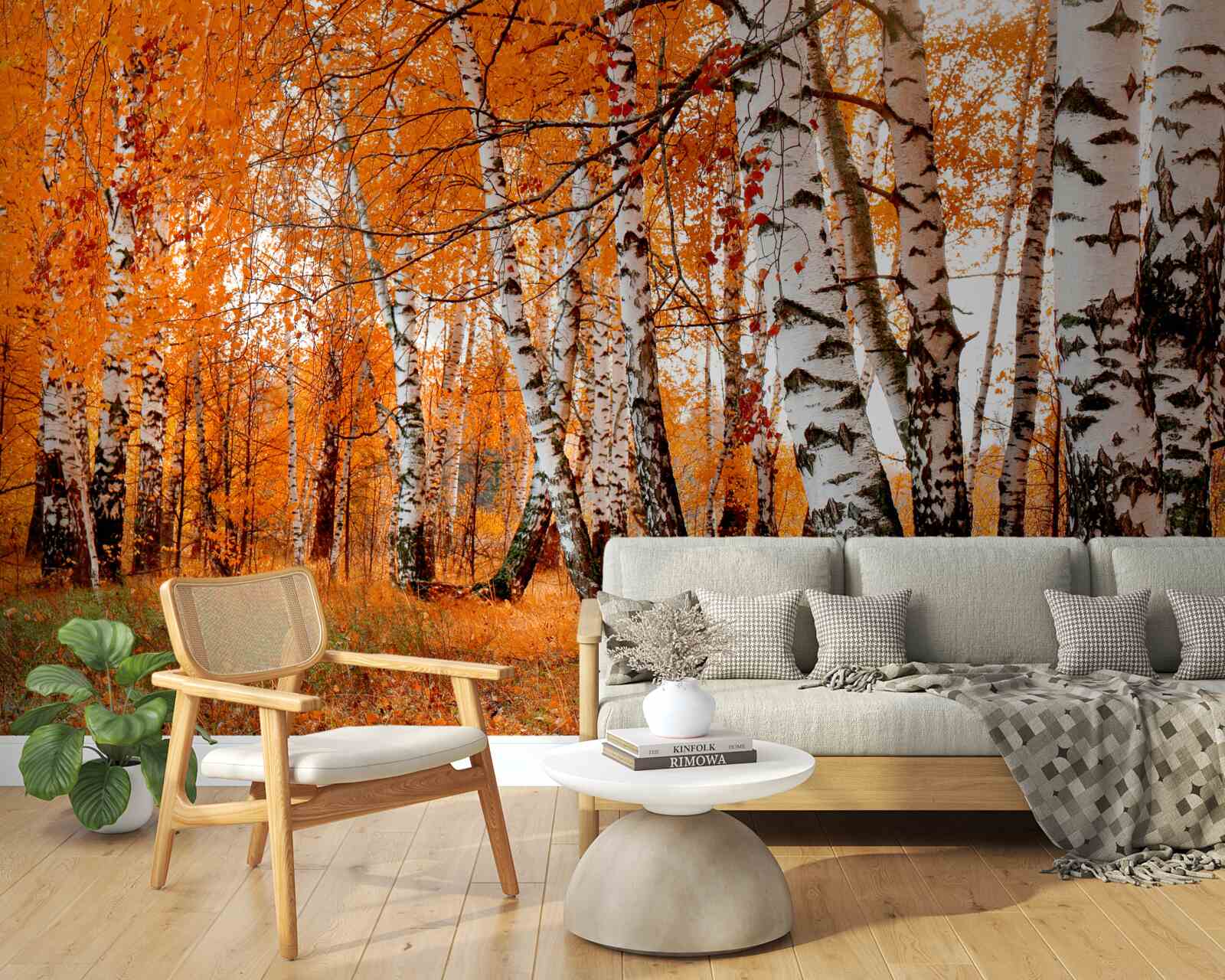 Фотошпалери листя берези помаранчеве