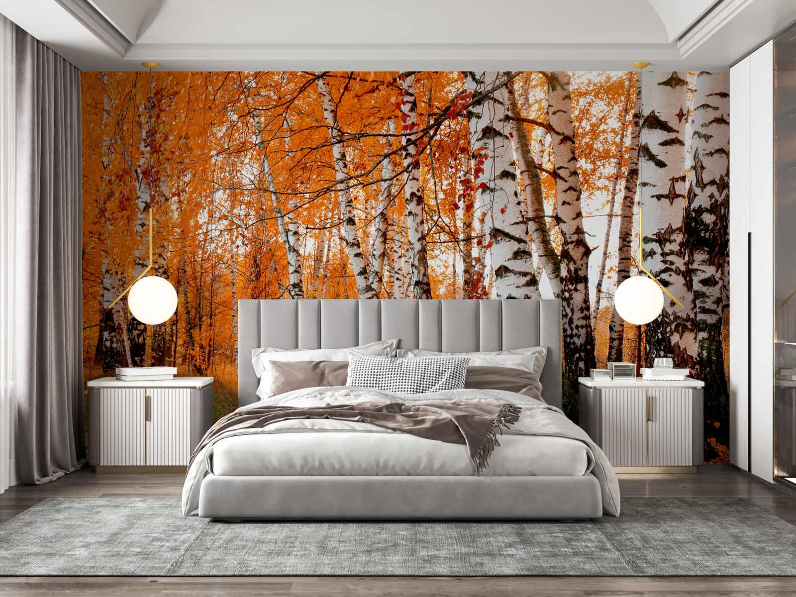 Фотошпалери листя берези помаранчеве