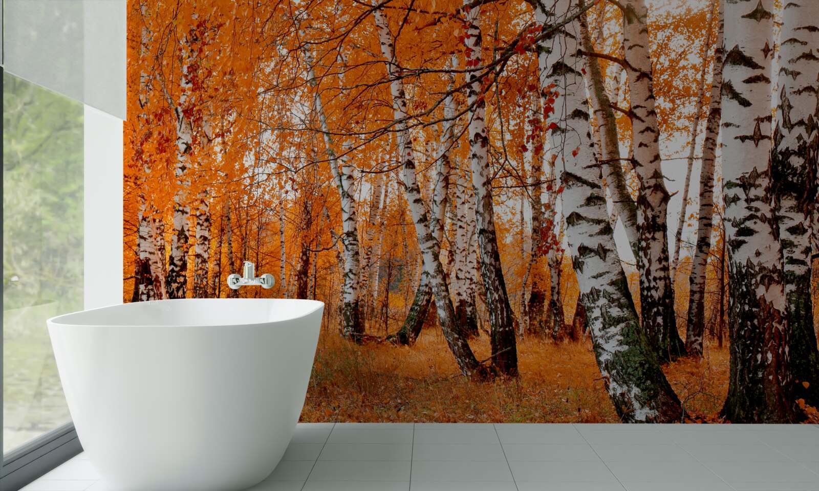 Фотошпалери листя берези помаранчеве