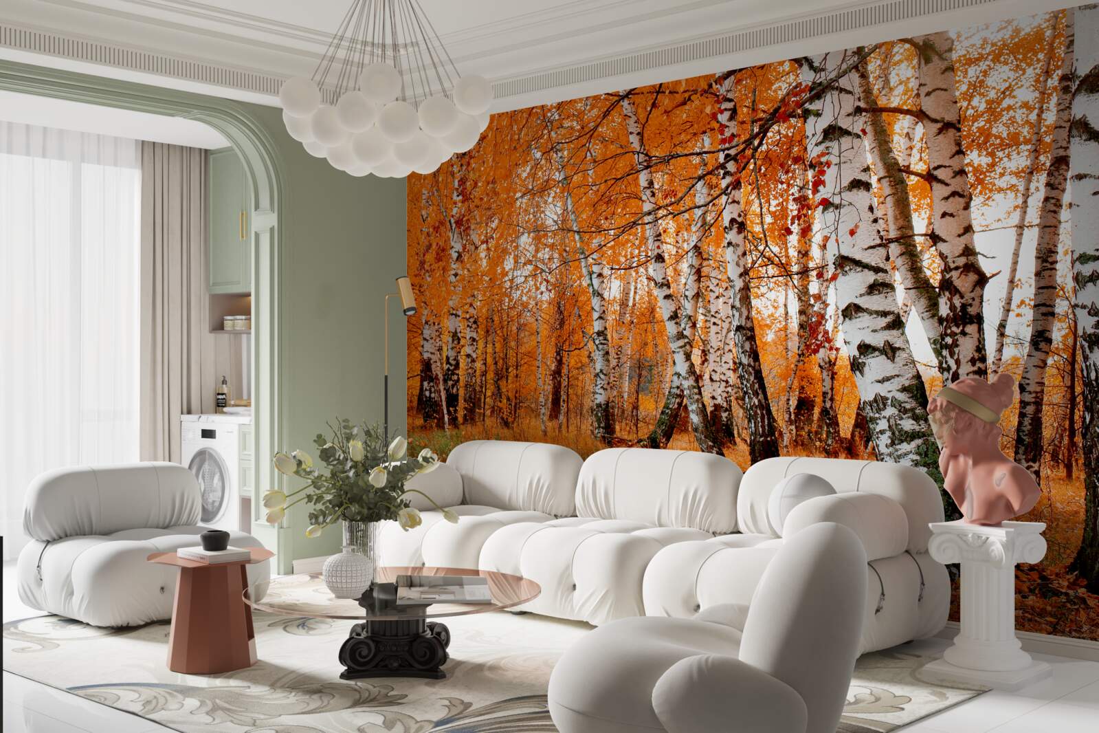 Фотошпалери листя берези помаранчеве