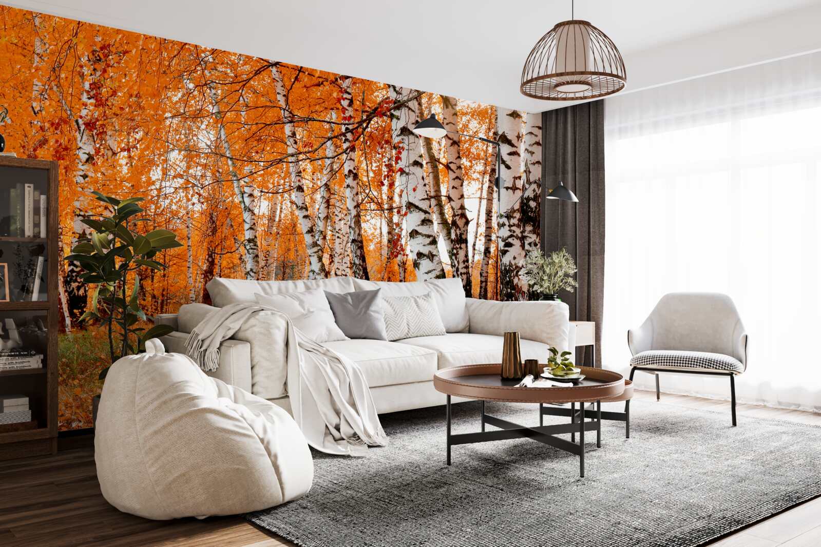 Фотошпалери листя берези помаранчеве