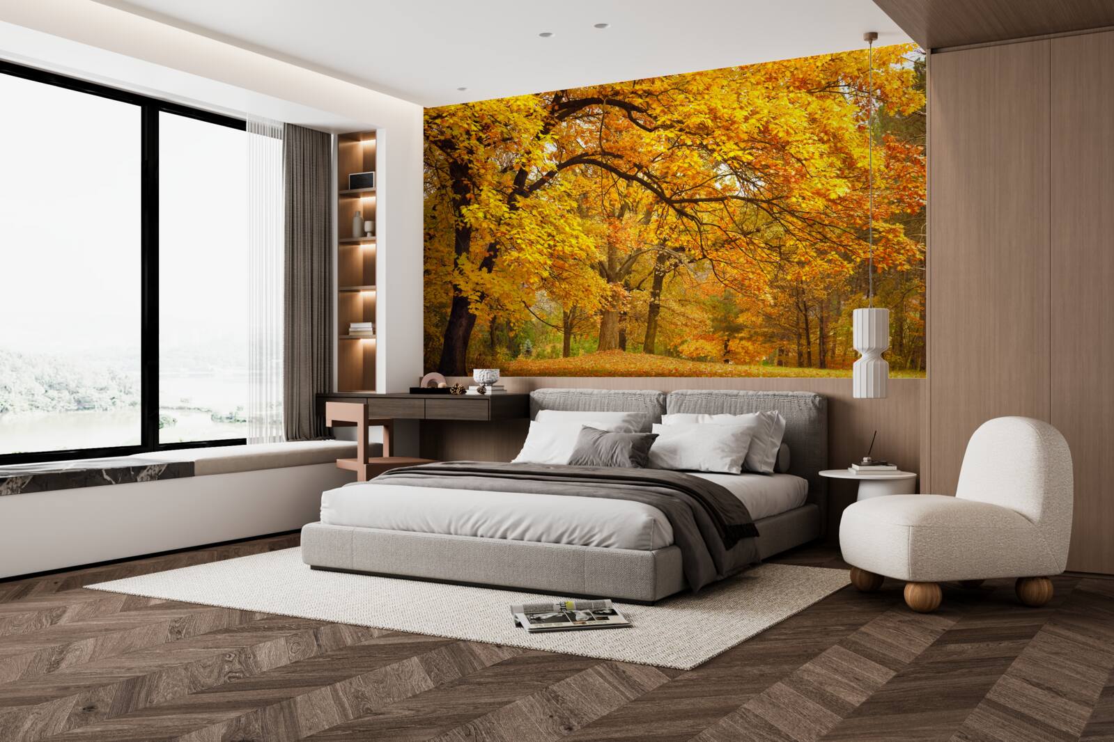 Фотошпалери осінь у своєму жовтому вбранні увійшла до лісу