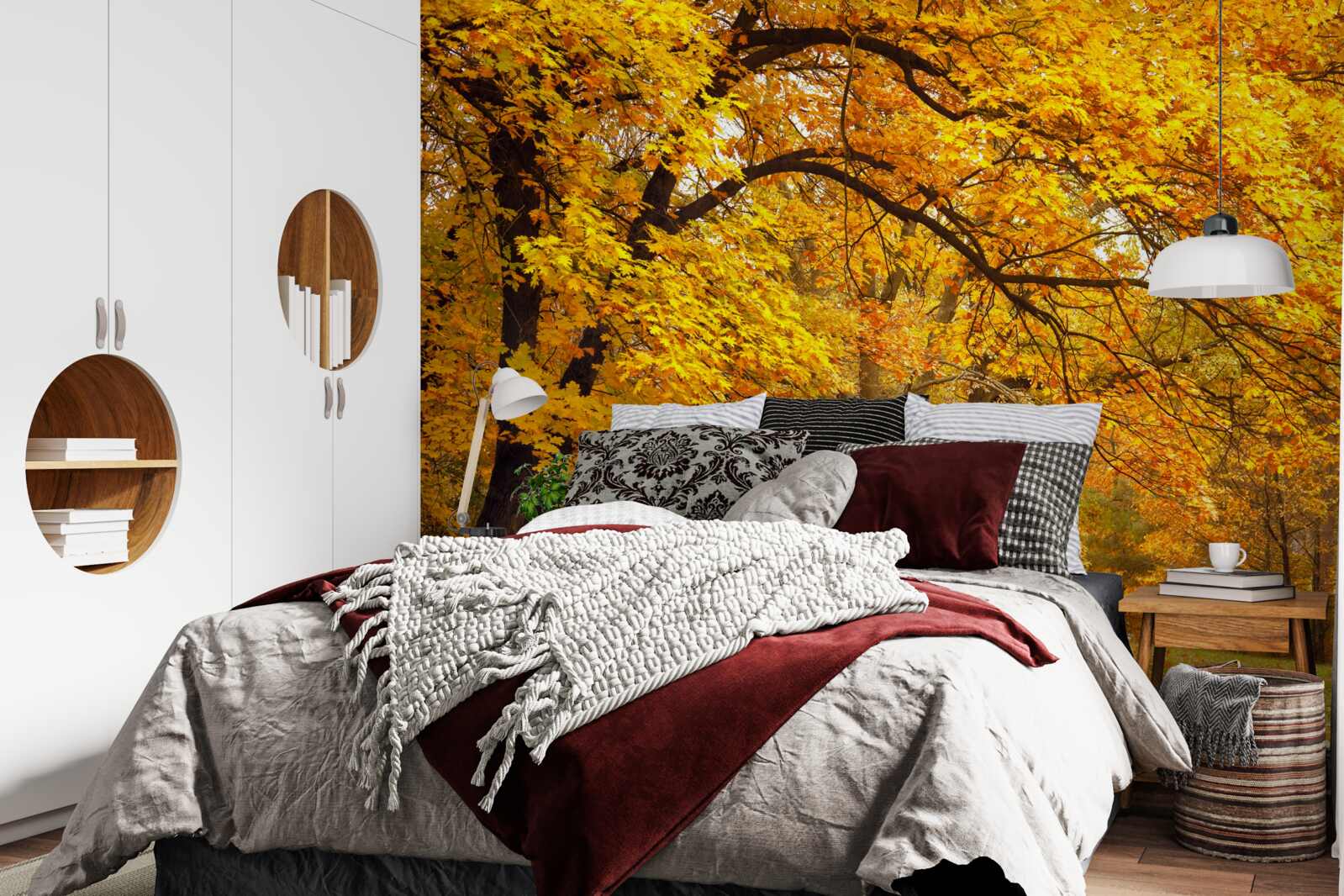 Фотошпалери осінь у своєму жовтому вбранні увійшла до лісу