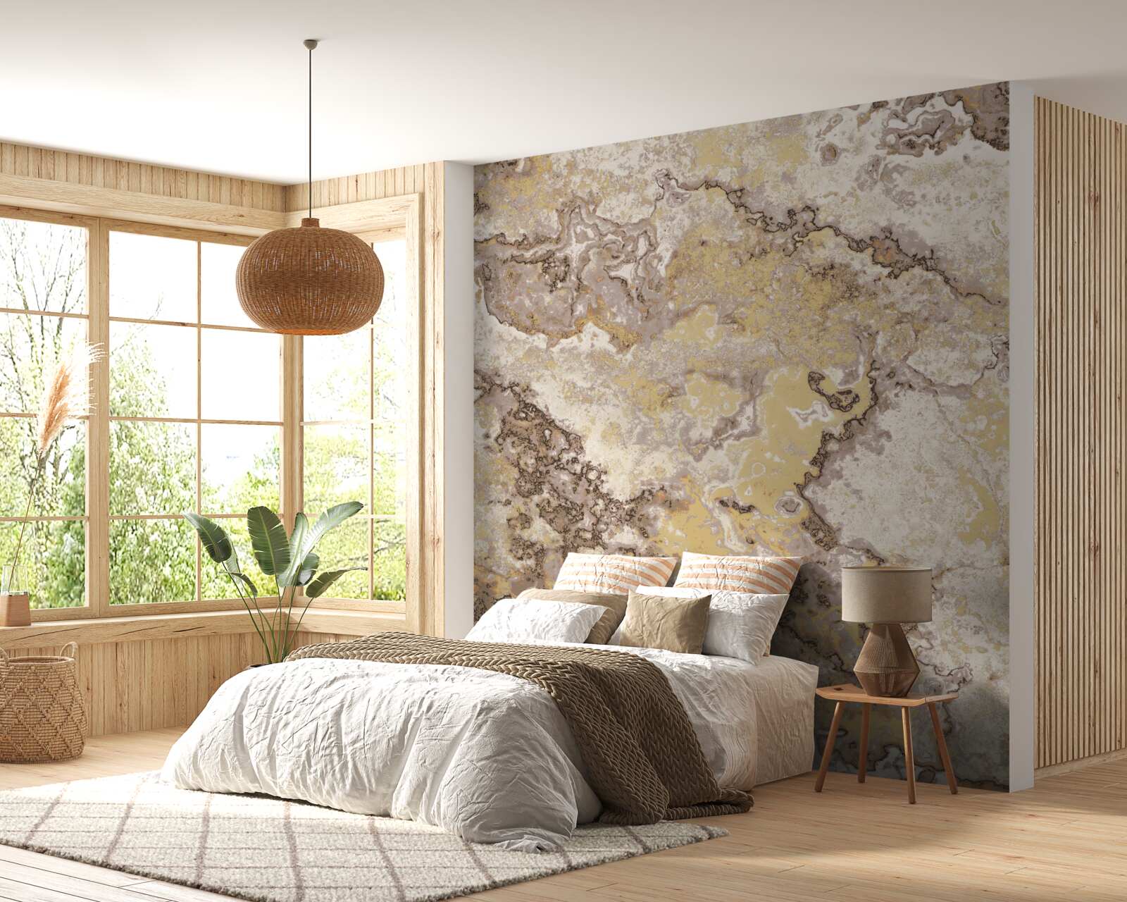 Фотошпалери ніжні хвилі світло-коричневого мармуру