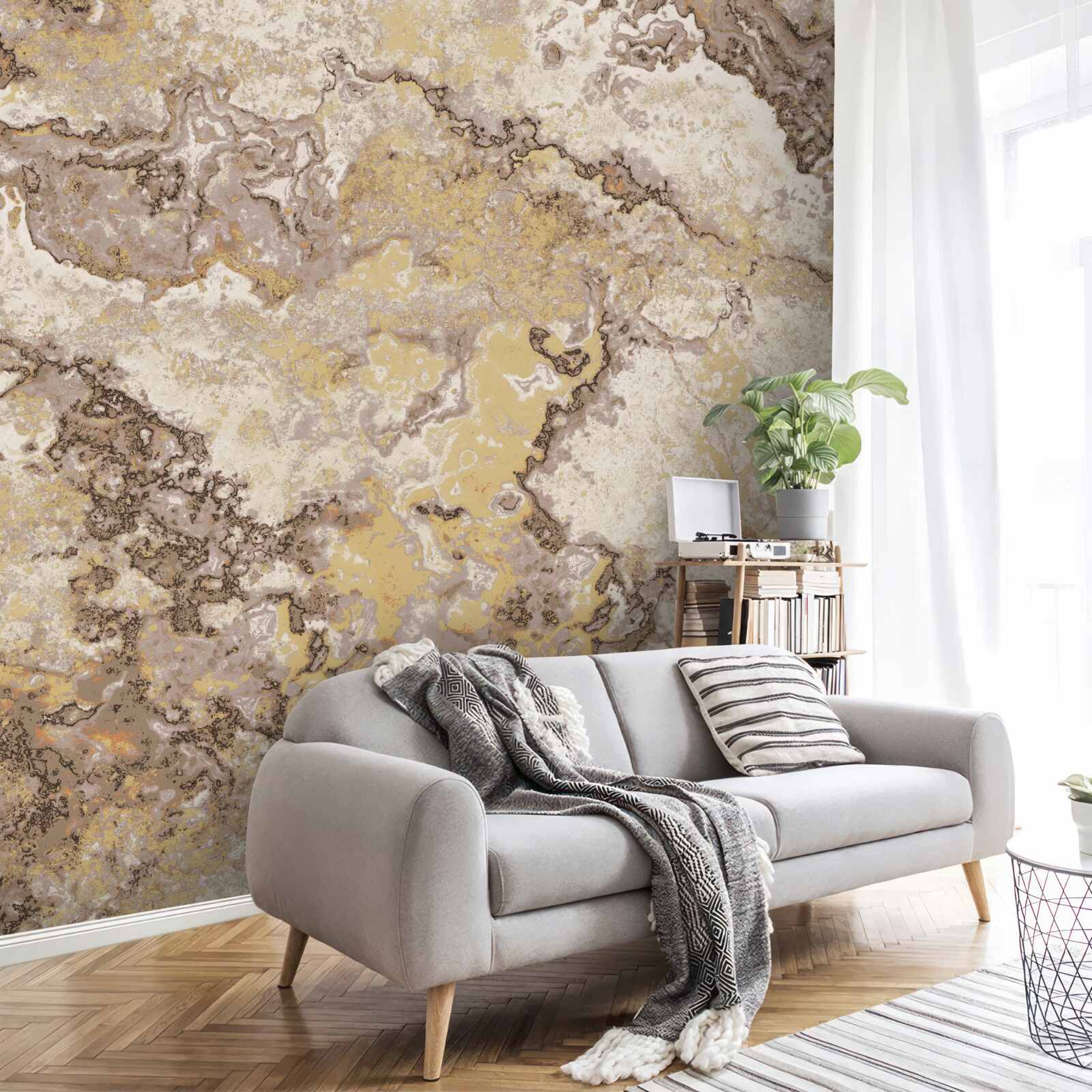 Фотошпалери ніжні хвилі світло-коричневого мармуру