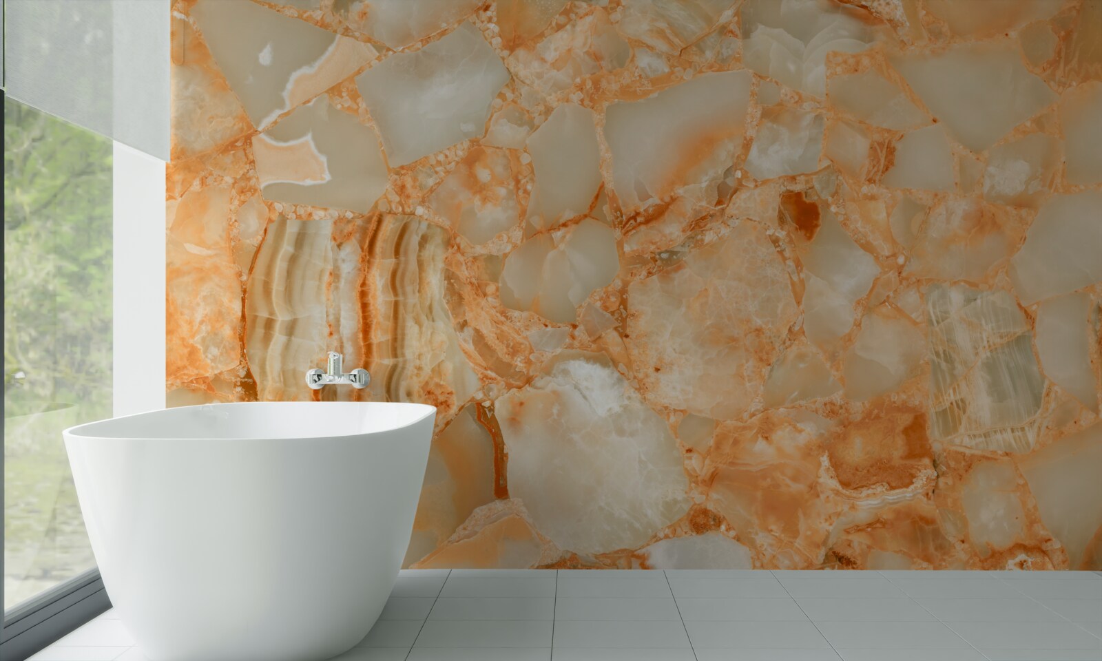 Фотошпалери відтінки бурштину в краплях на камені