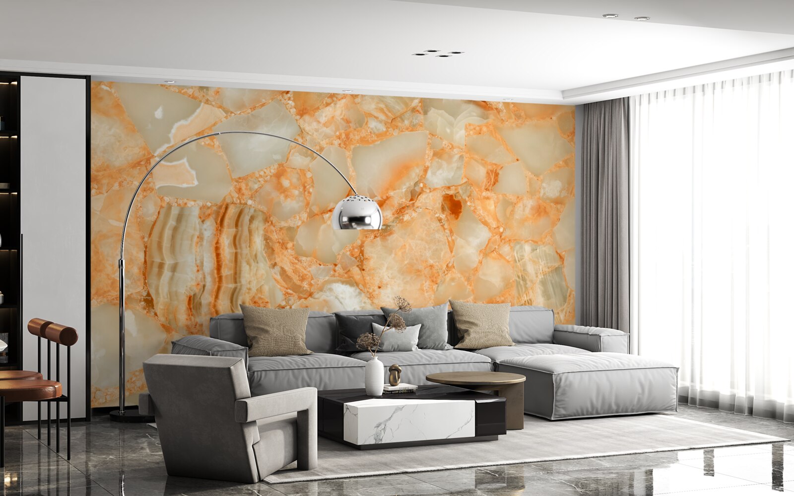 Фотошпалери відтінки бурштину в краплях на камені