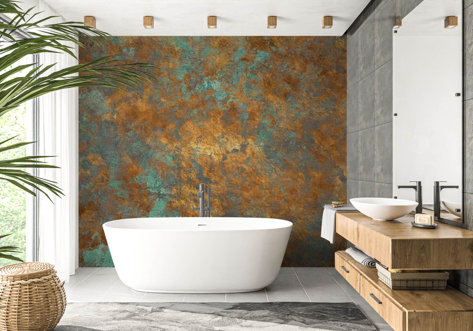 Фотошпалери бронзові відблиски з нюансами бірюзи