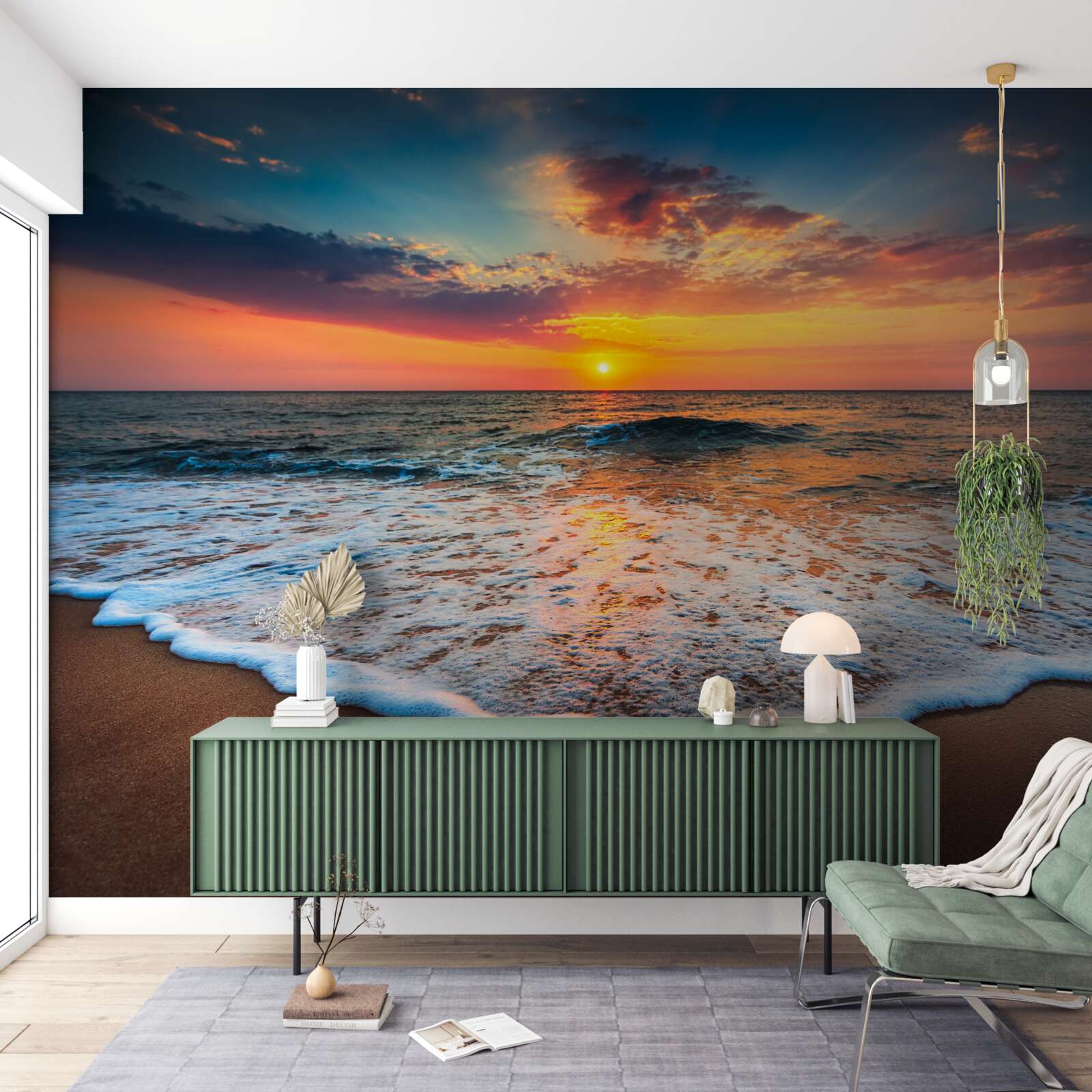 Фотошпалери заворожуюче сходження сонця над поверхнею води