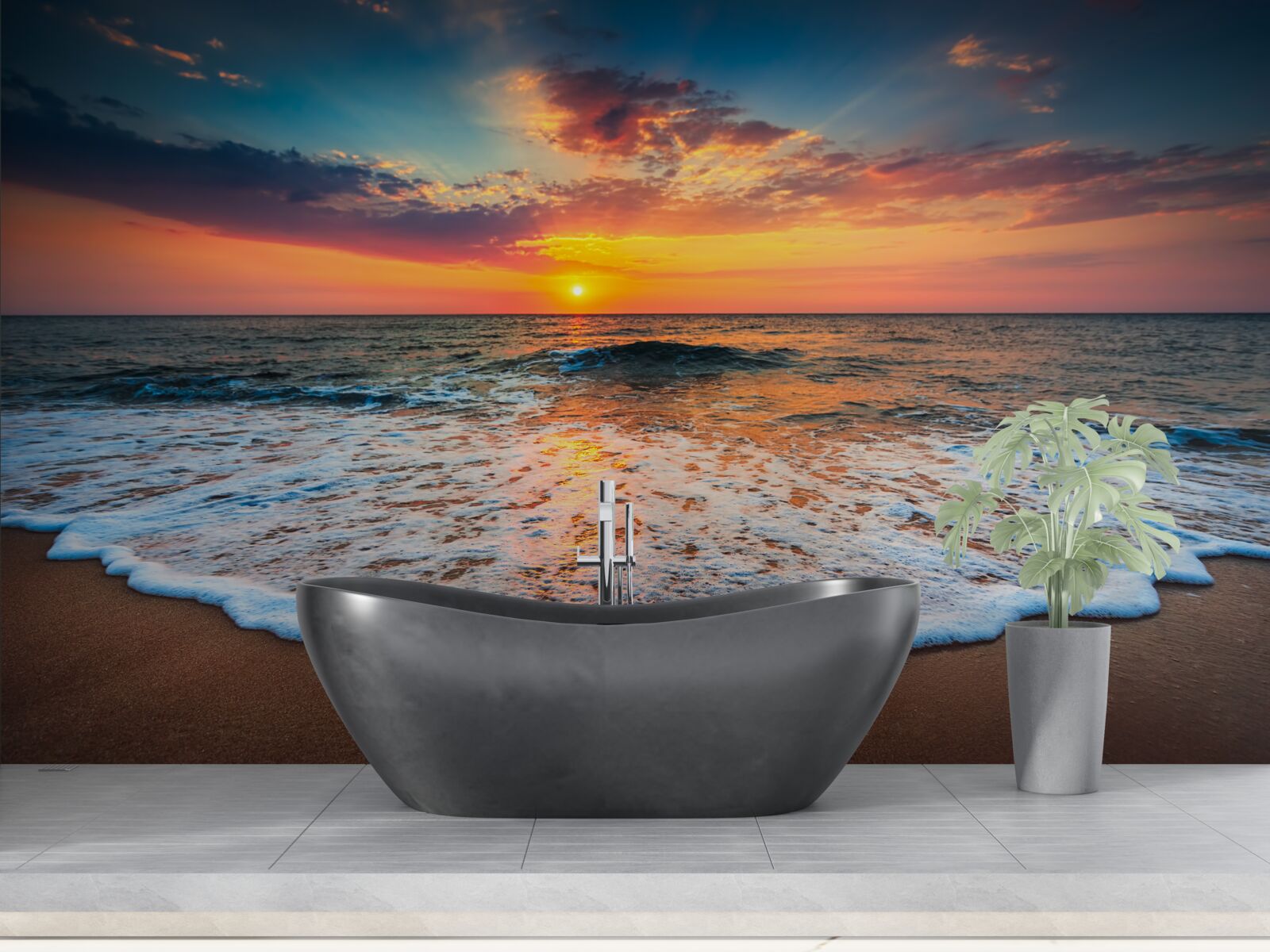 Фотошпалери заворожуюче сходження сонця над поверхнею води