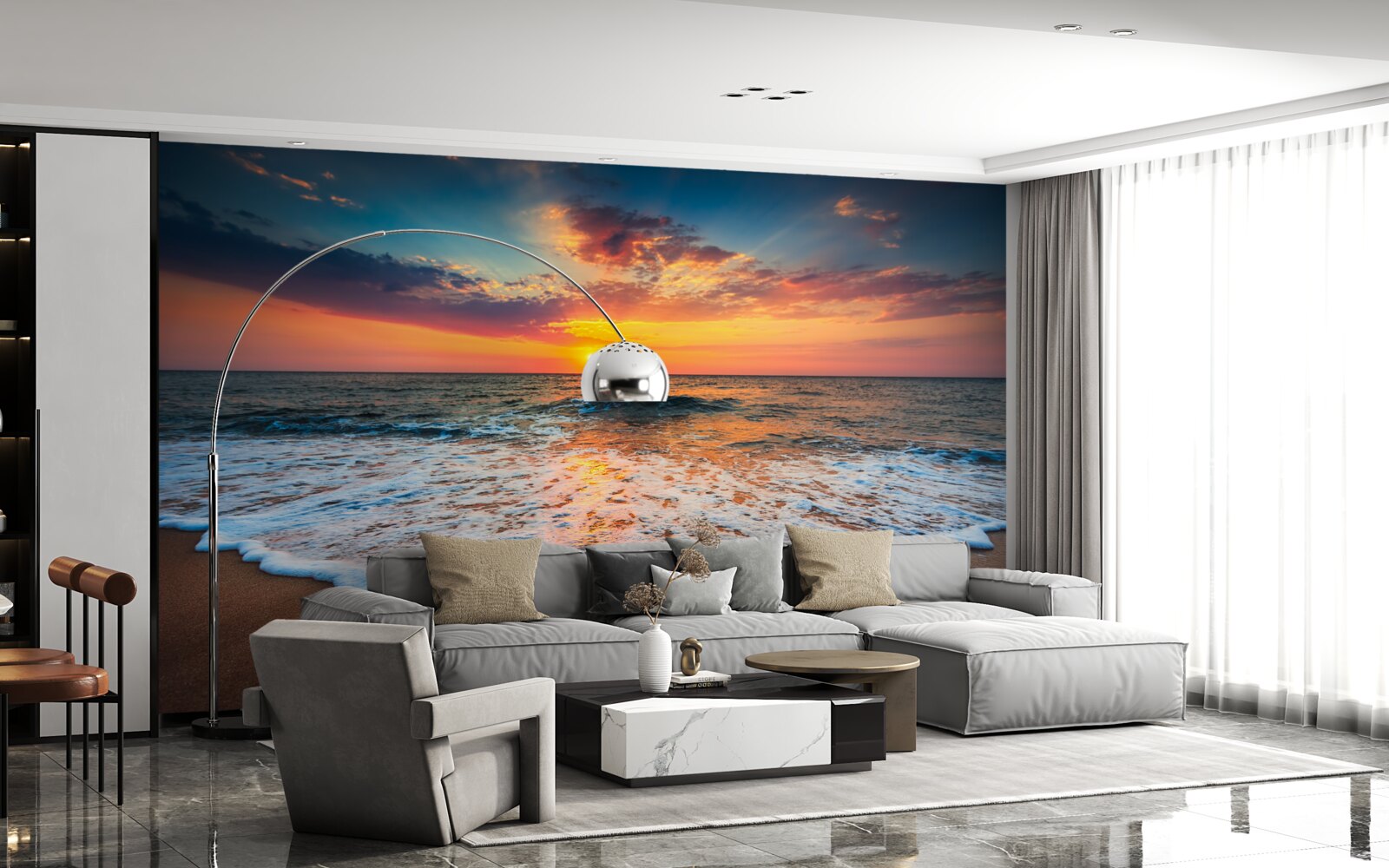 Фотошпалери заворожуюче сходження сонця над поверхнею води