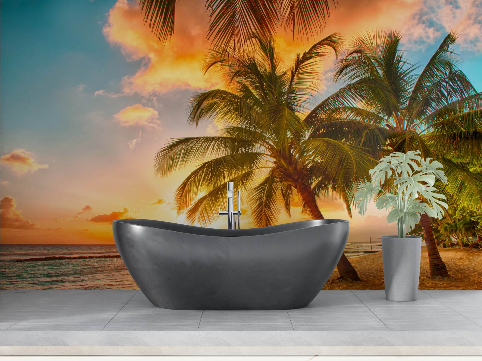 Фотошпалери зачаровує захід сонця в літній день