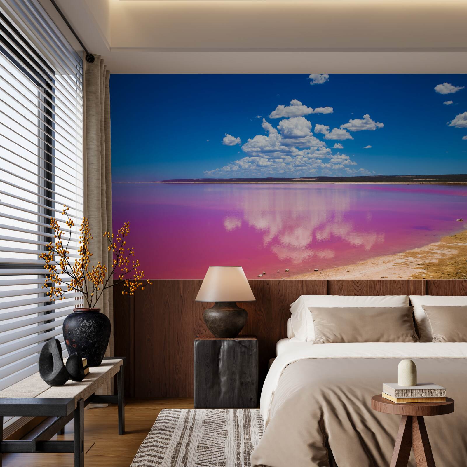 Фотошпалери лагуна хатт з рожевими водами