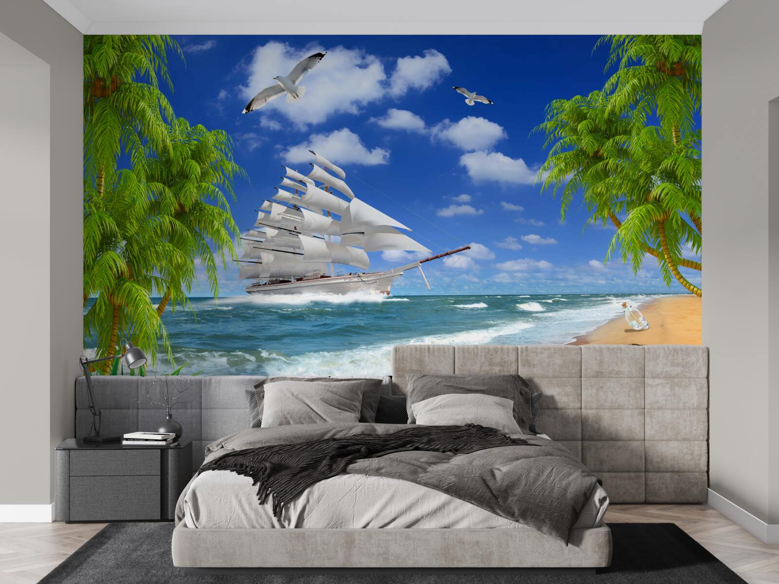 Фотошпалери корабель і тропічні дерева