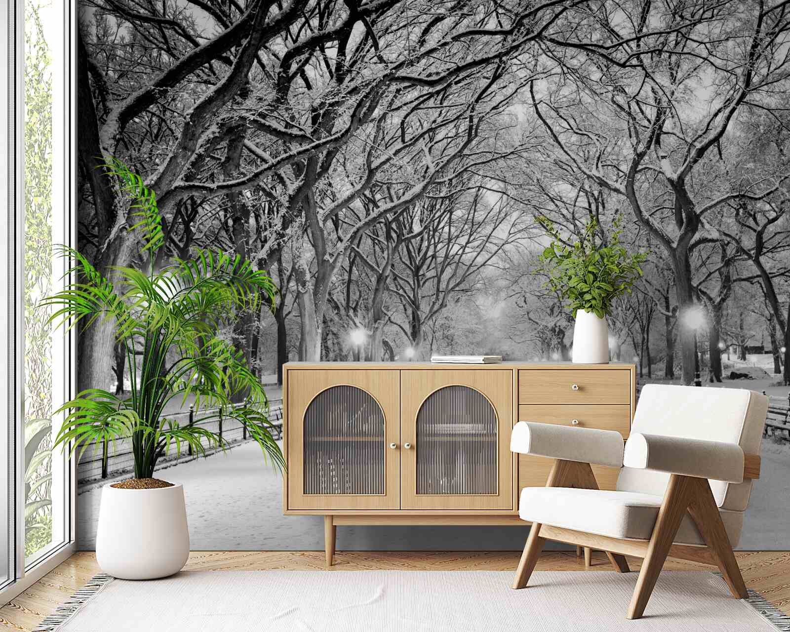 Фотошпалери Засніжена стежка між деревами