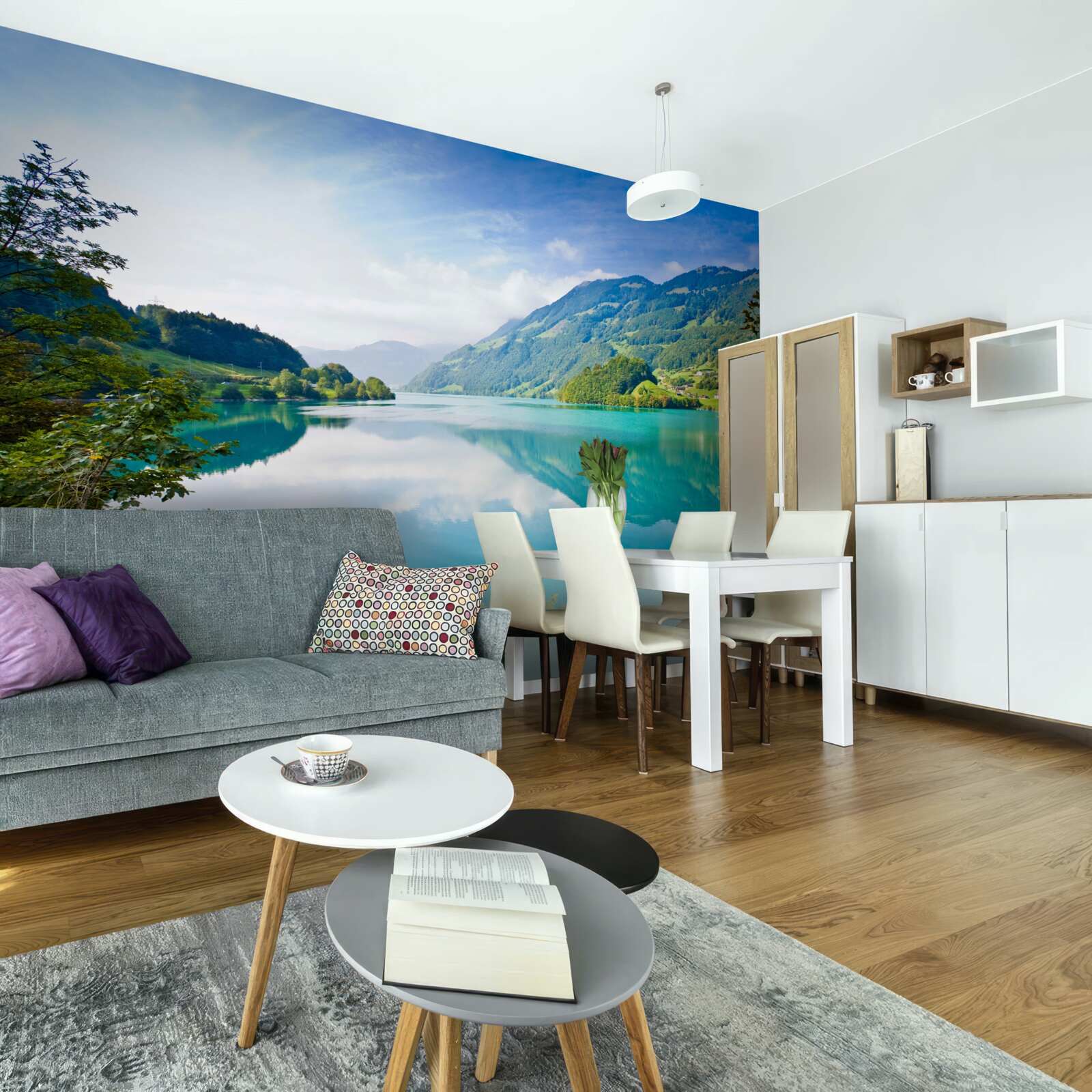 Фотошпалери озера з блакитними гірськими водами