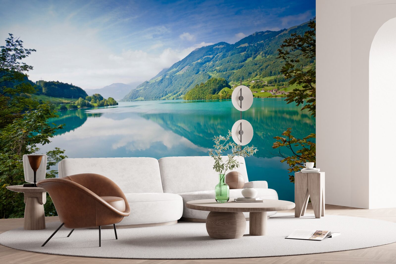 Фотошпалери озера з блакитними гірськими водами