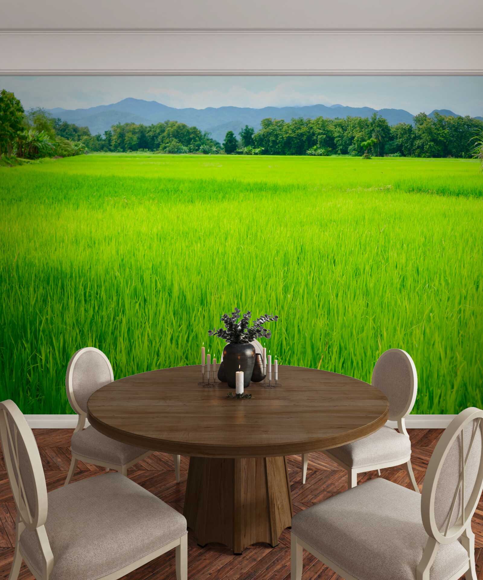 Фотошпалери Зелена галявина в горах