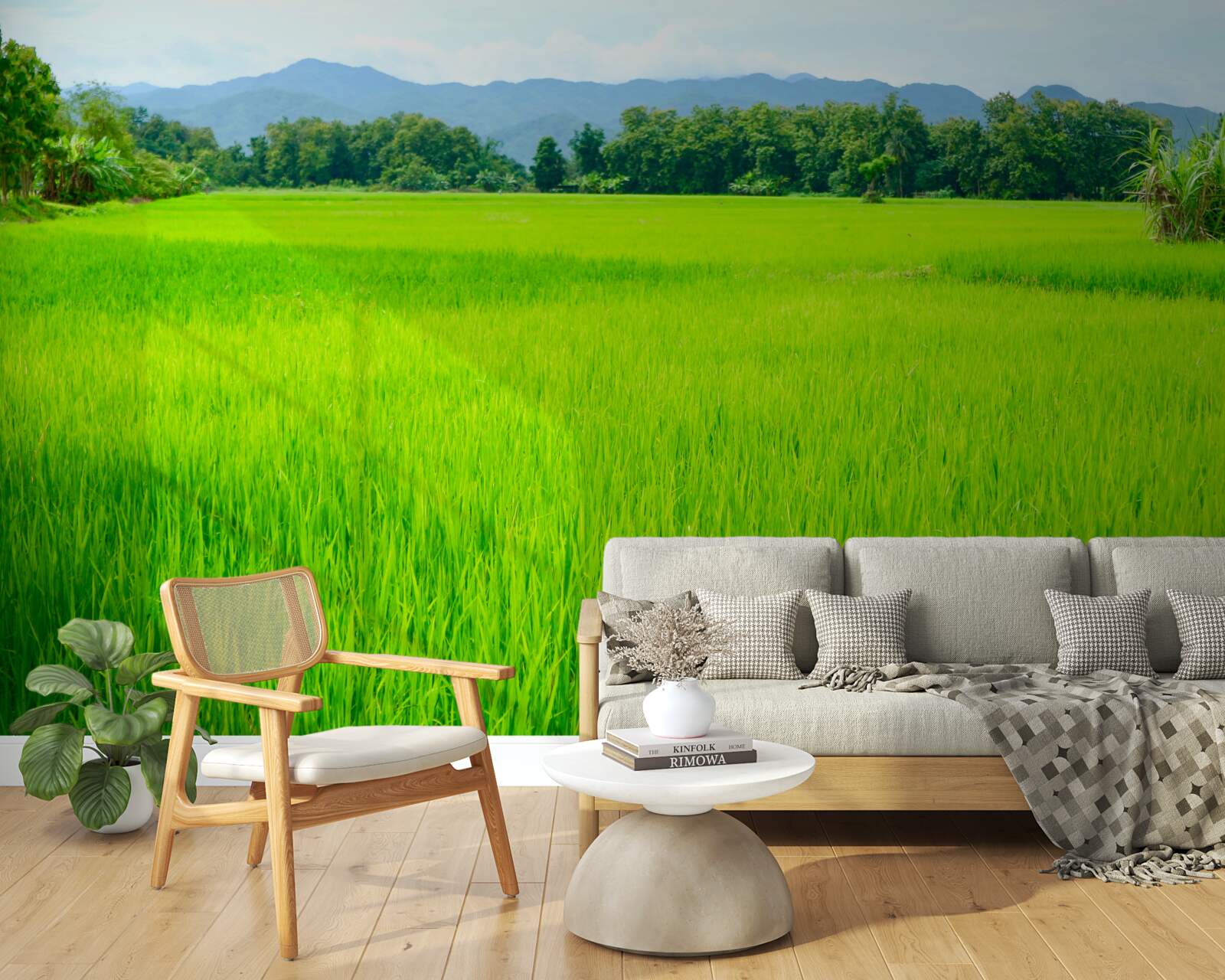 Фотошпалери Зелена галявина в горах