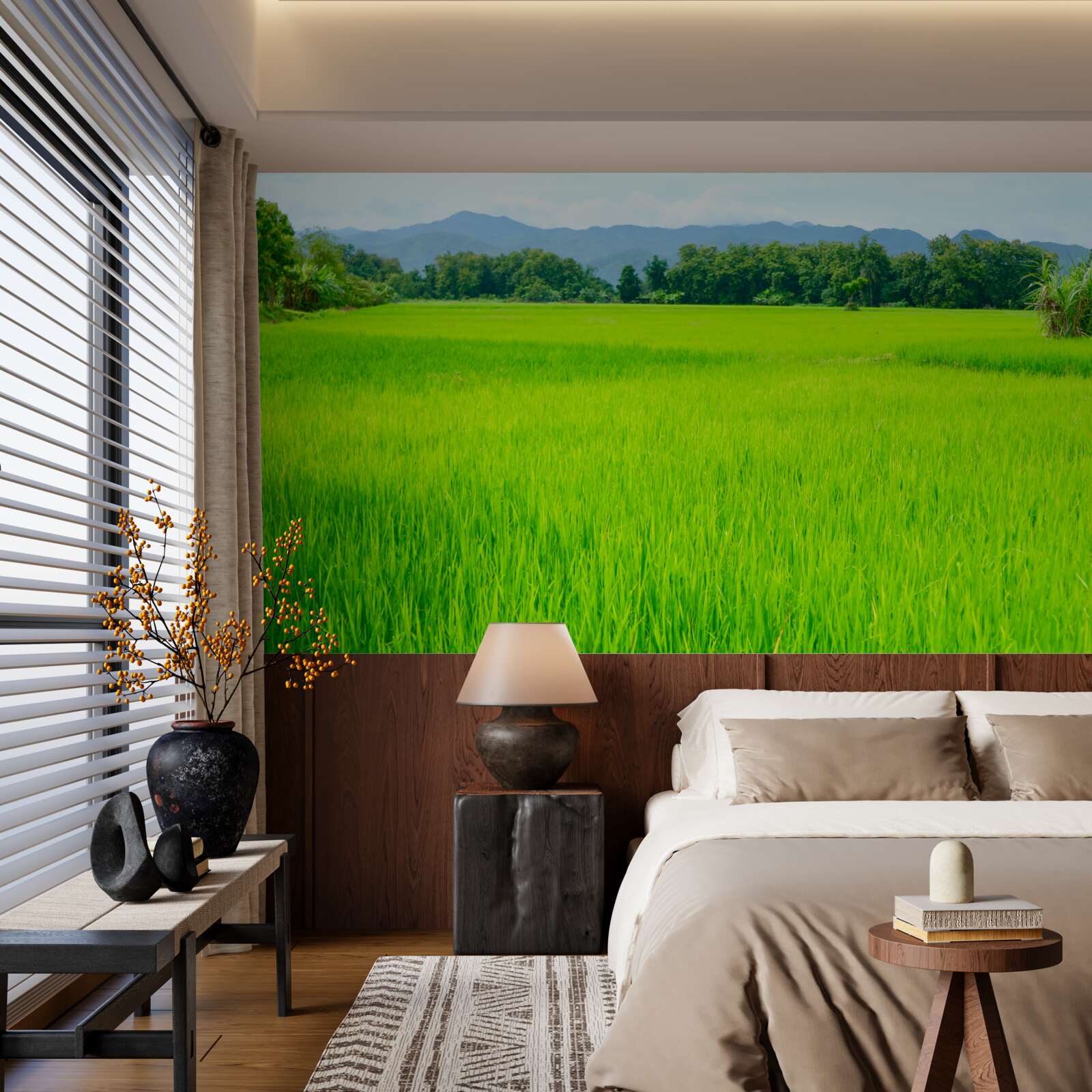 Фотошпалери Зелена галявина в горах