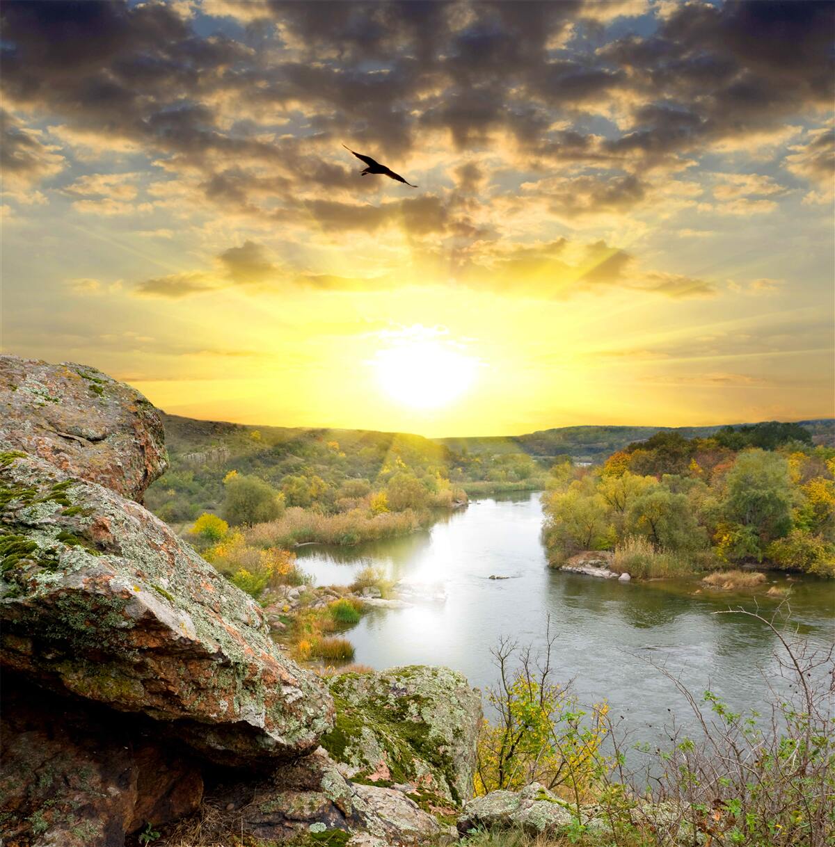 Фотошпалери осіннє сонце перетворюється на прохолодний захід