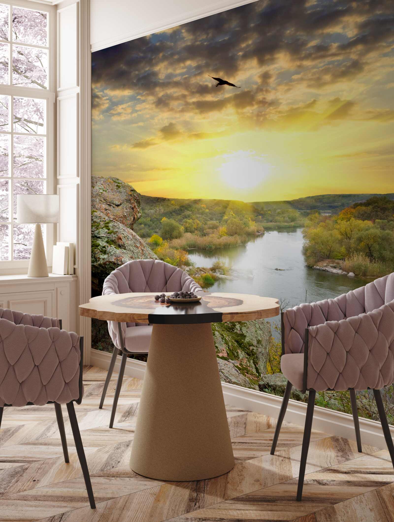 Фотошпалери осіннє сонце перетворюється на прохолодний захід