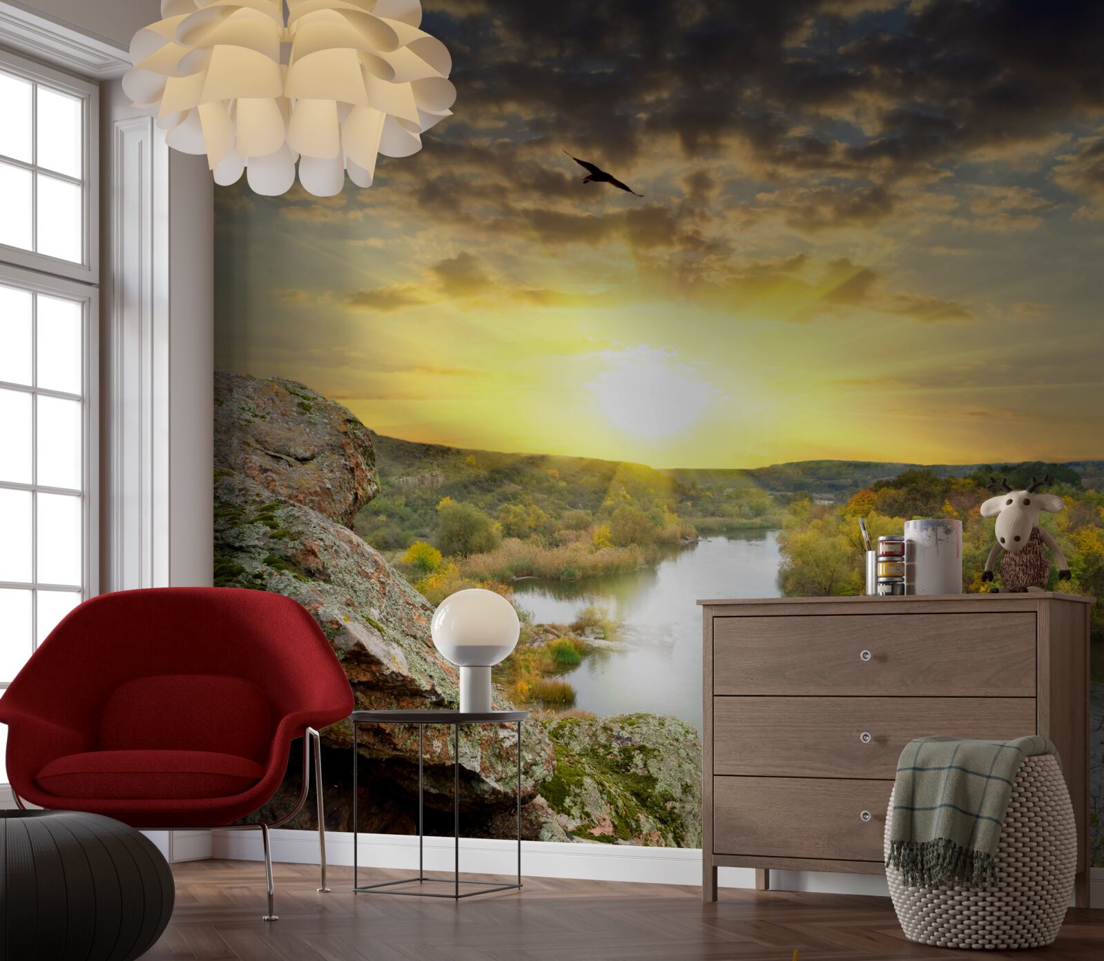 Фотошпалери осіннє сонце перетворюється на прохолодний захід